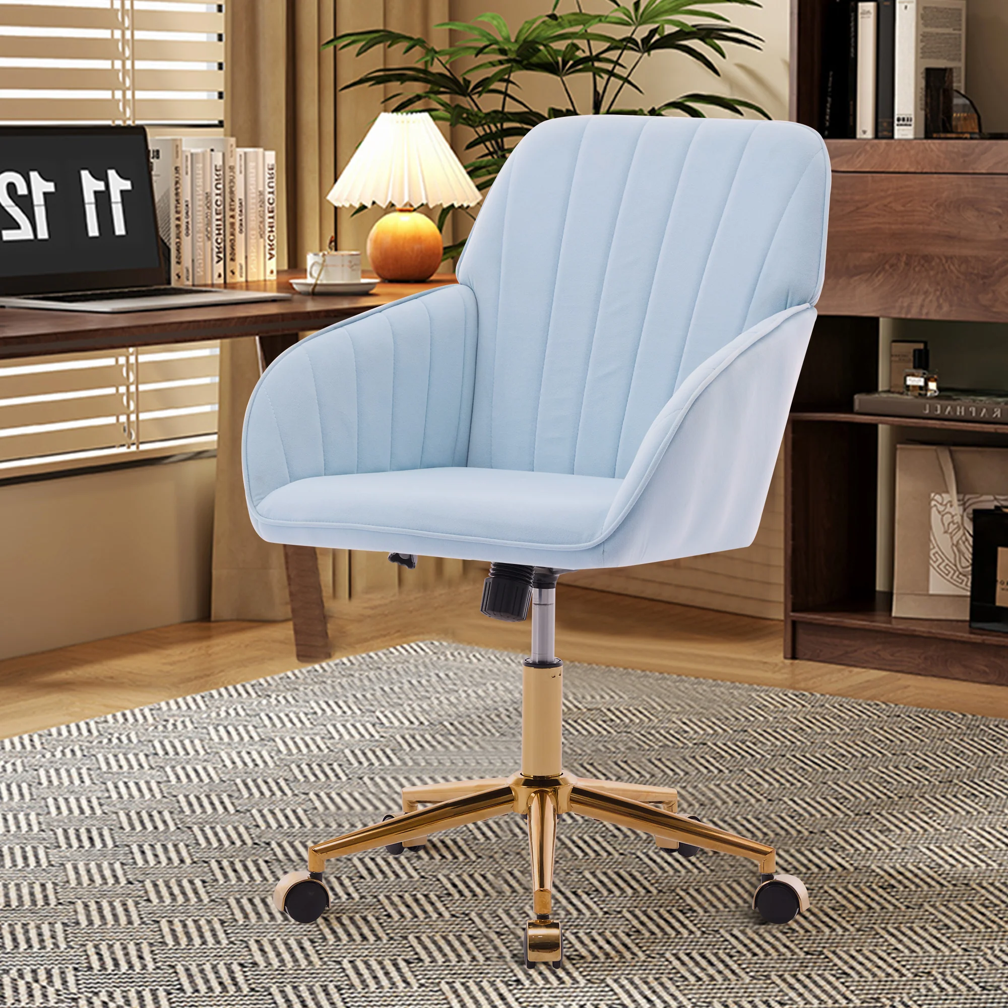 Adjustable Ergonomic Swivel Chair with Golden Base - Image 13