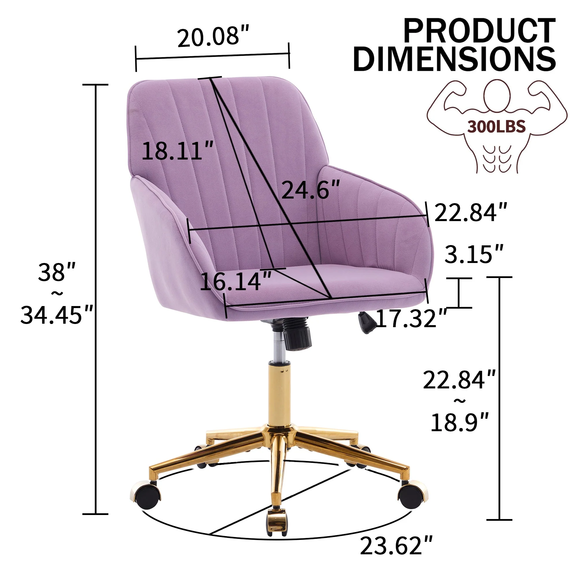 Adjustable Ergonomic Swivel Chair with Golden Base - Image 18