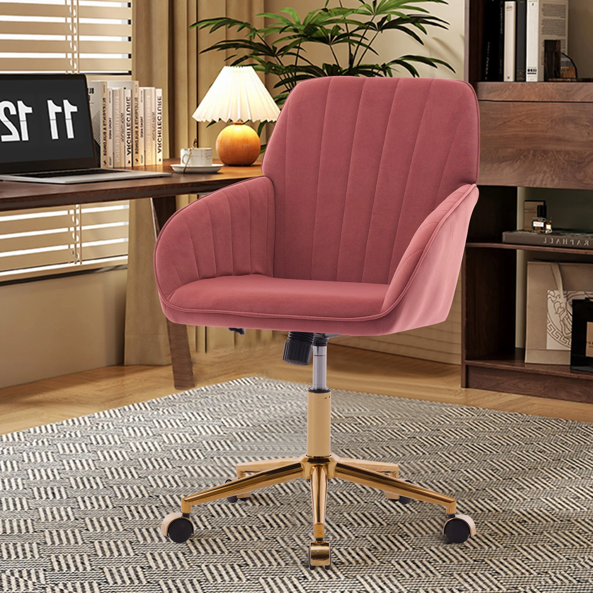 Adjustable Ergonomic Swivel Chair with Golden Base - Image 2
