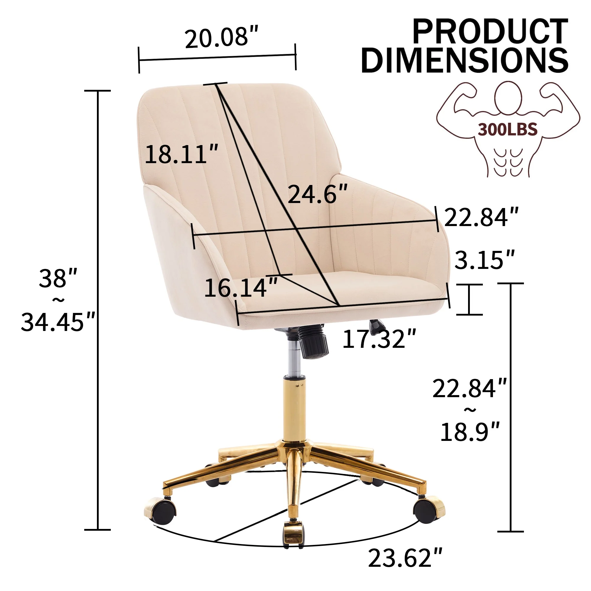 Adjustable Ergonomic Swivel Chair with Golden Base - Image 26