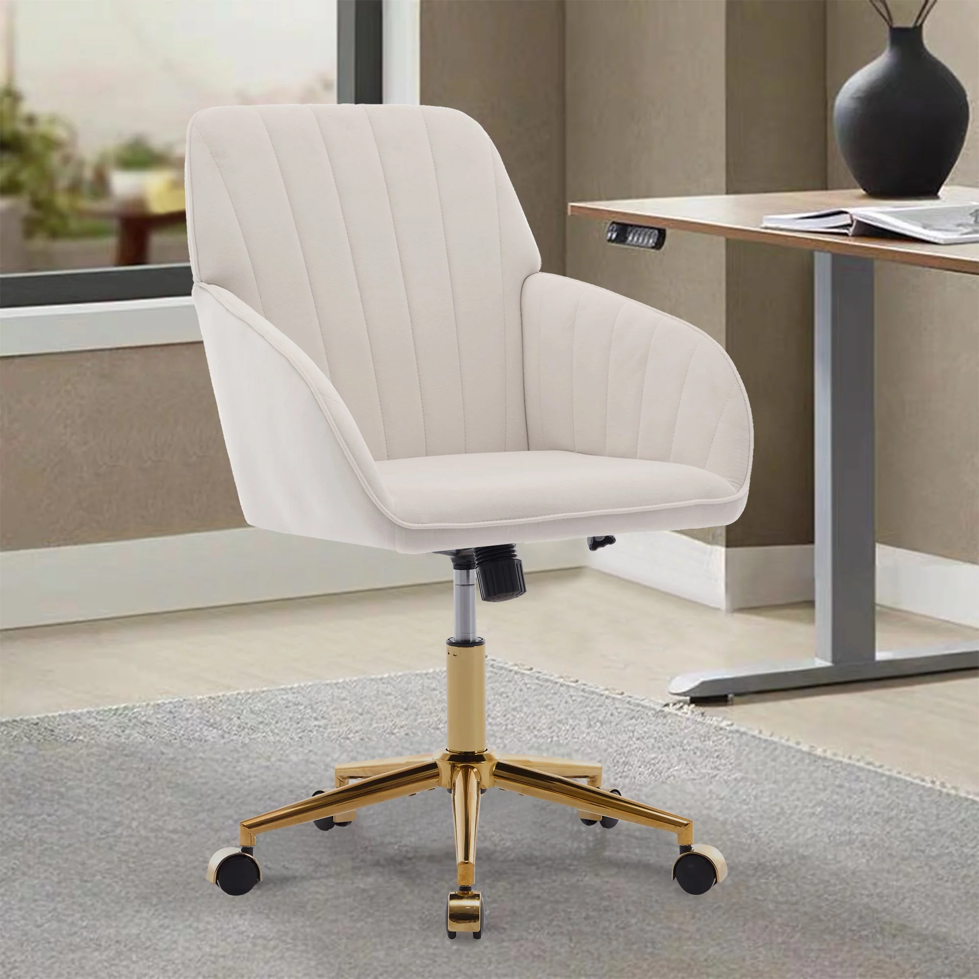 Adjustable Ergonomic Swivel Chair with Golden Base - Image 33