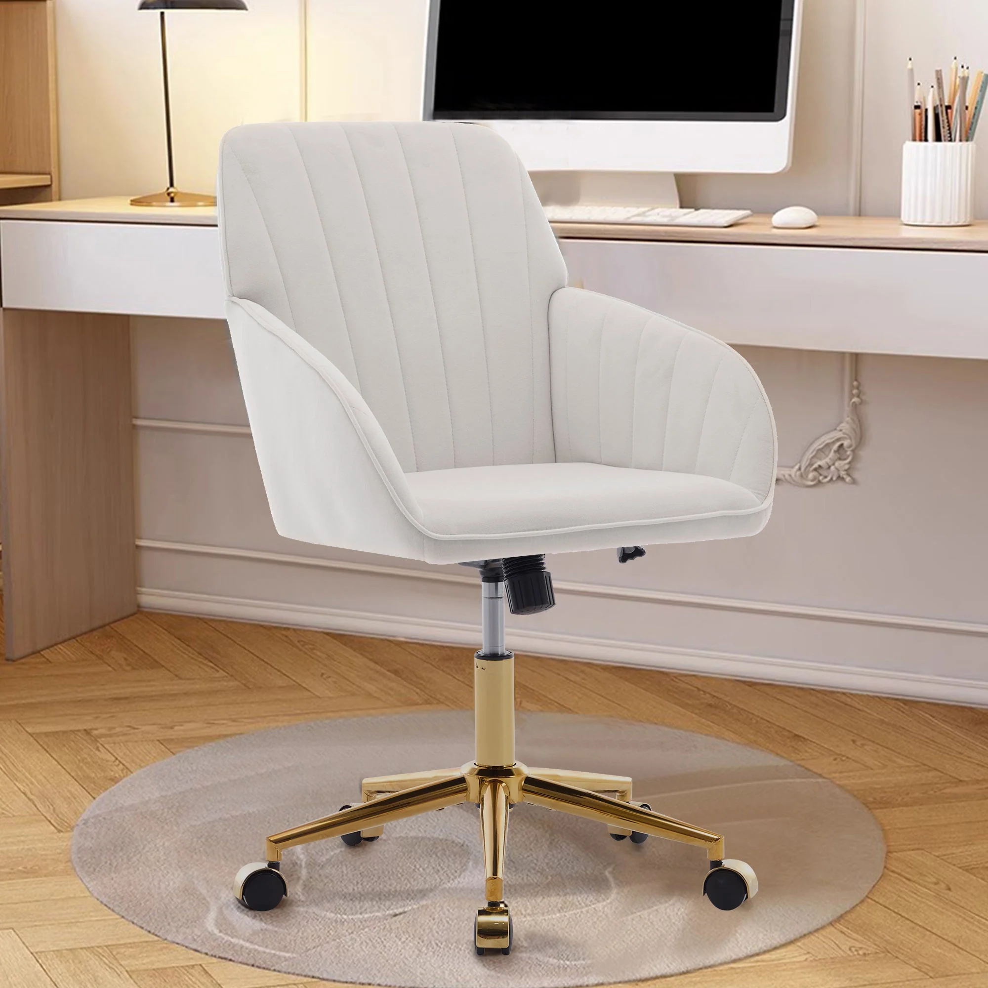 Adjustable Ergonomic Swivel Chair with Golden Base - Image 35