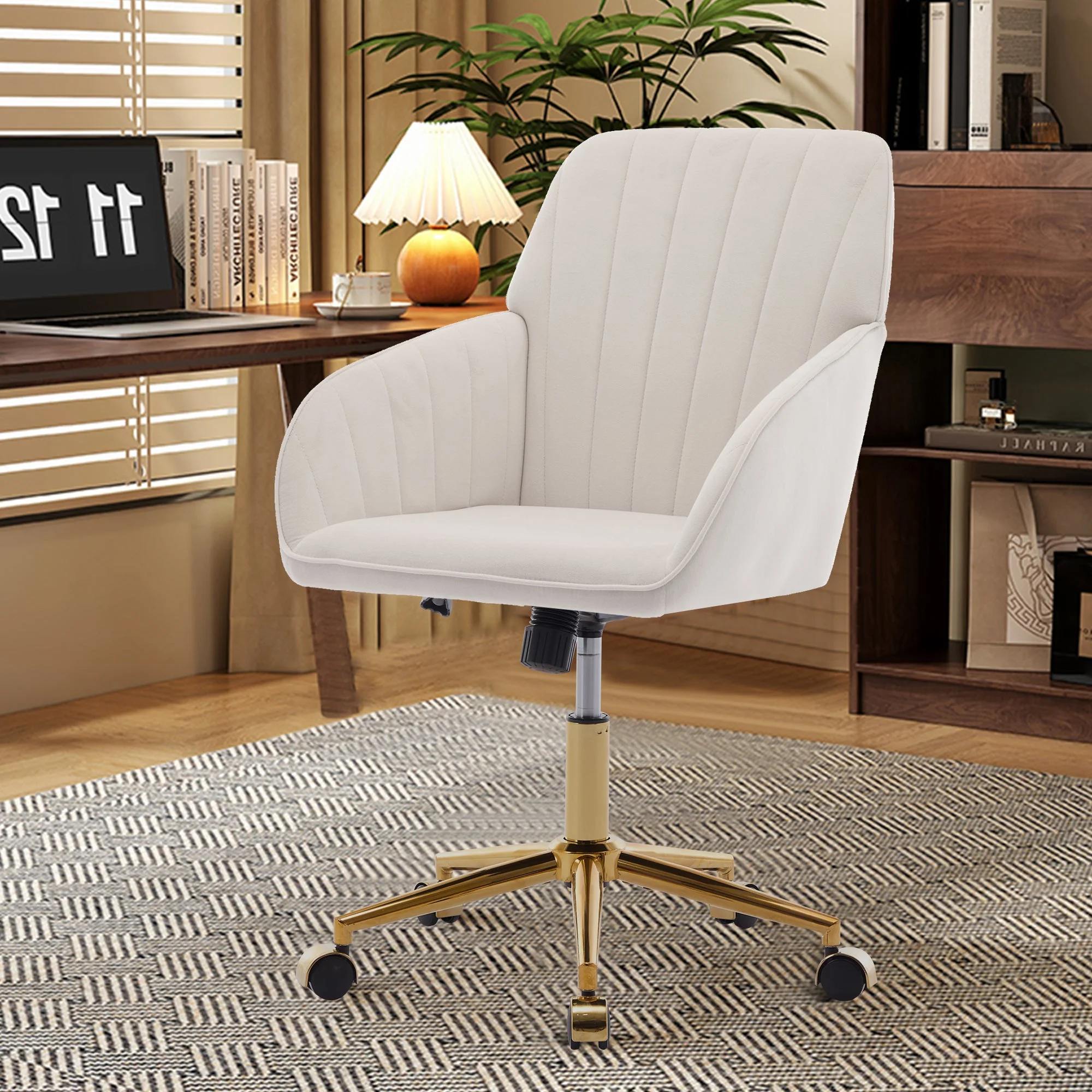 Adjustable Ergonomic Swivel Chair with Golden Base - Image 36