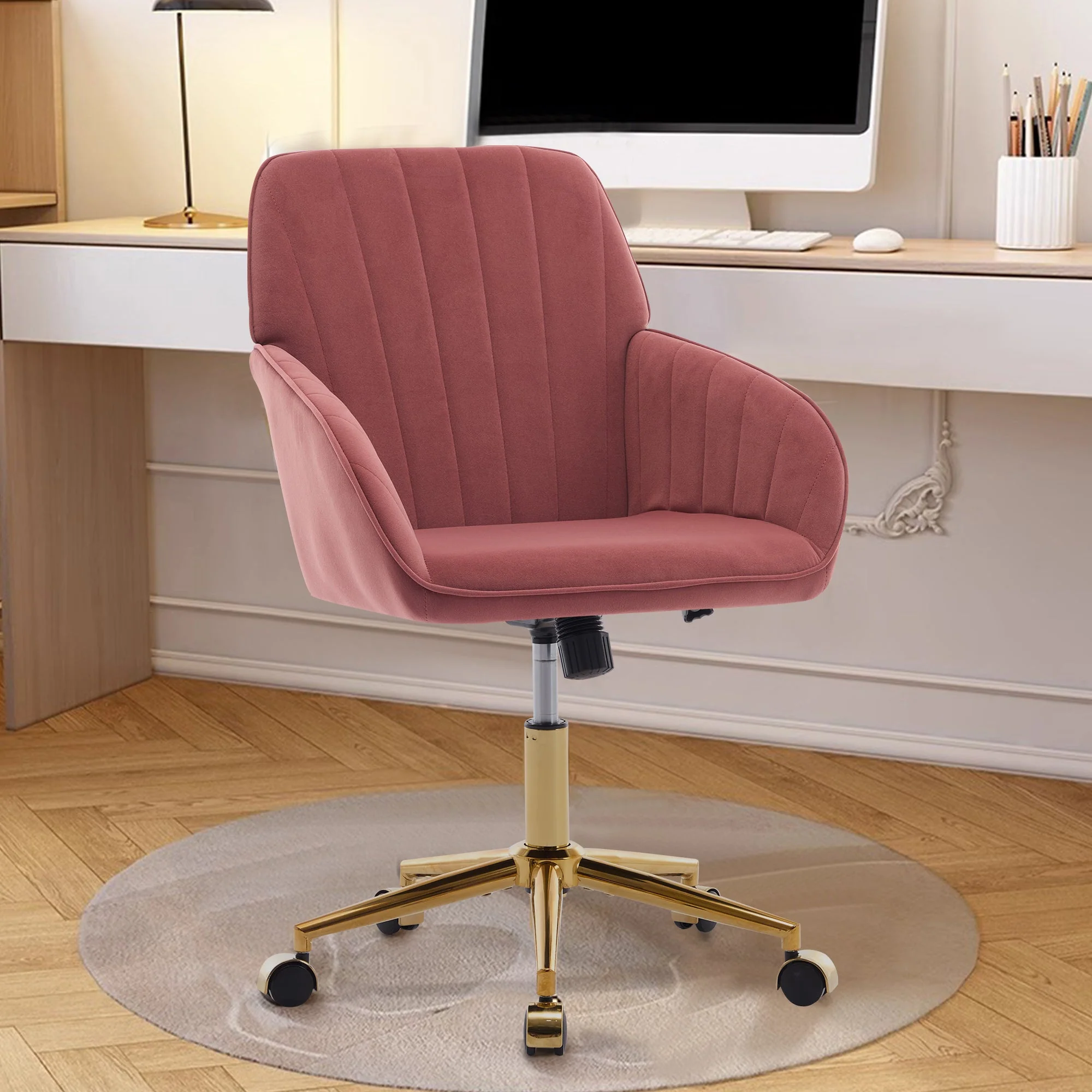 Adjustable Ergonomic Swivel Chair with Golden Base - Image 4