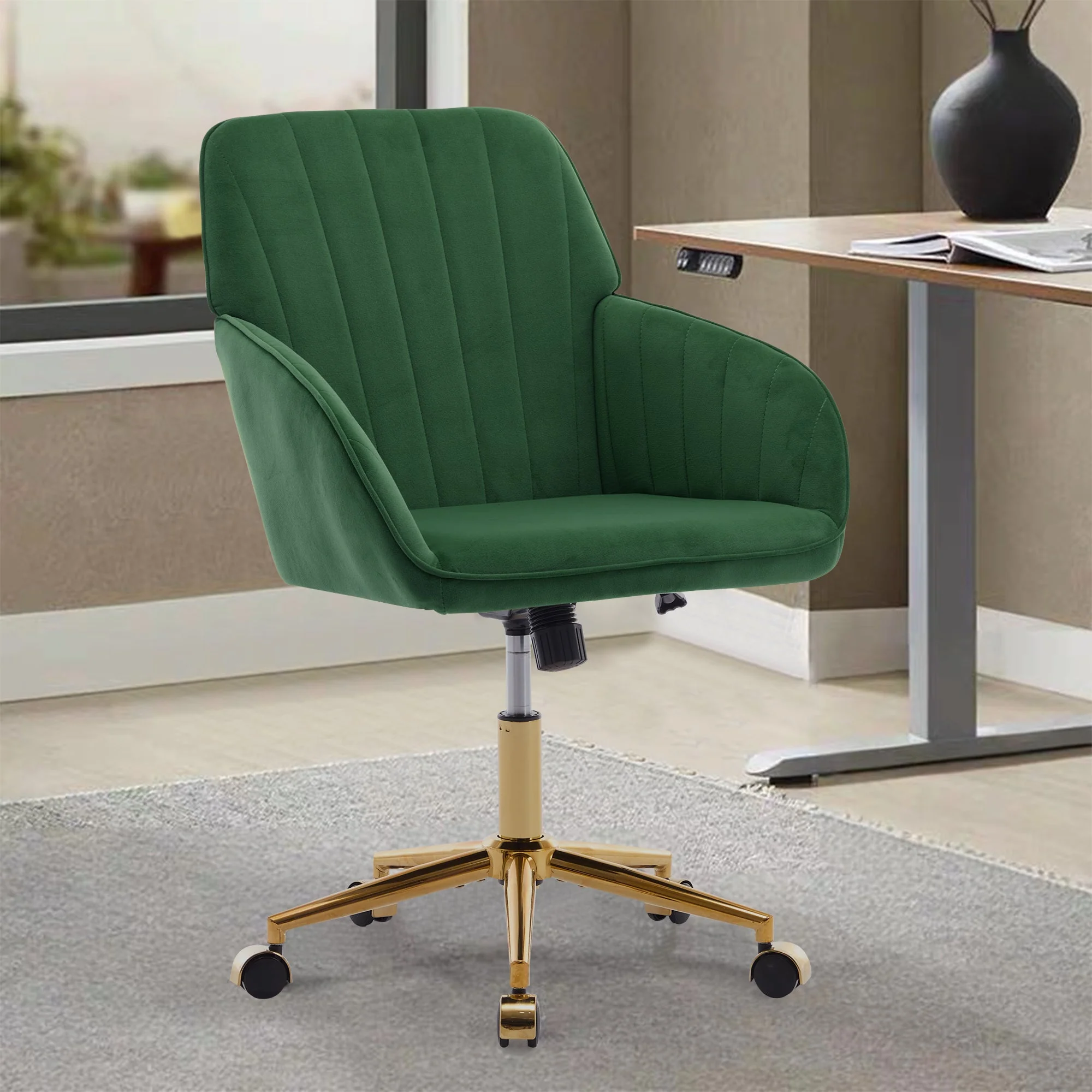 Adjustable Ergonomic Swivel Chair with Golden Base - Image 41