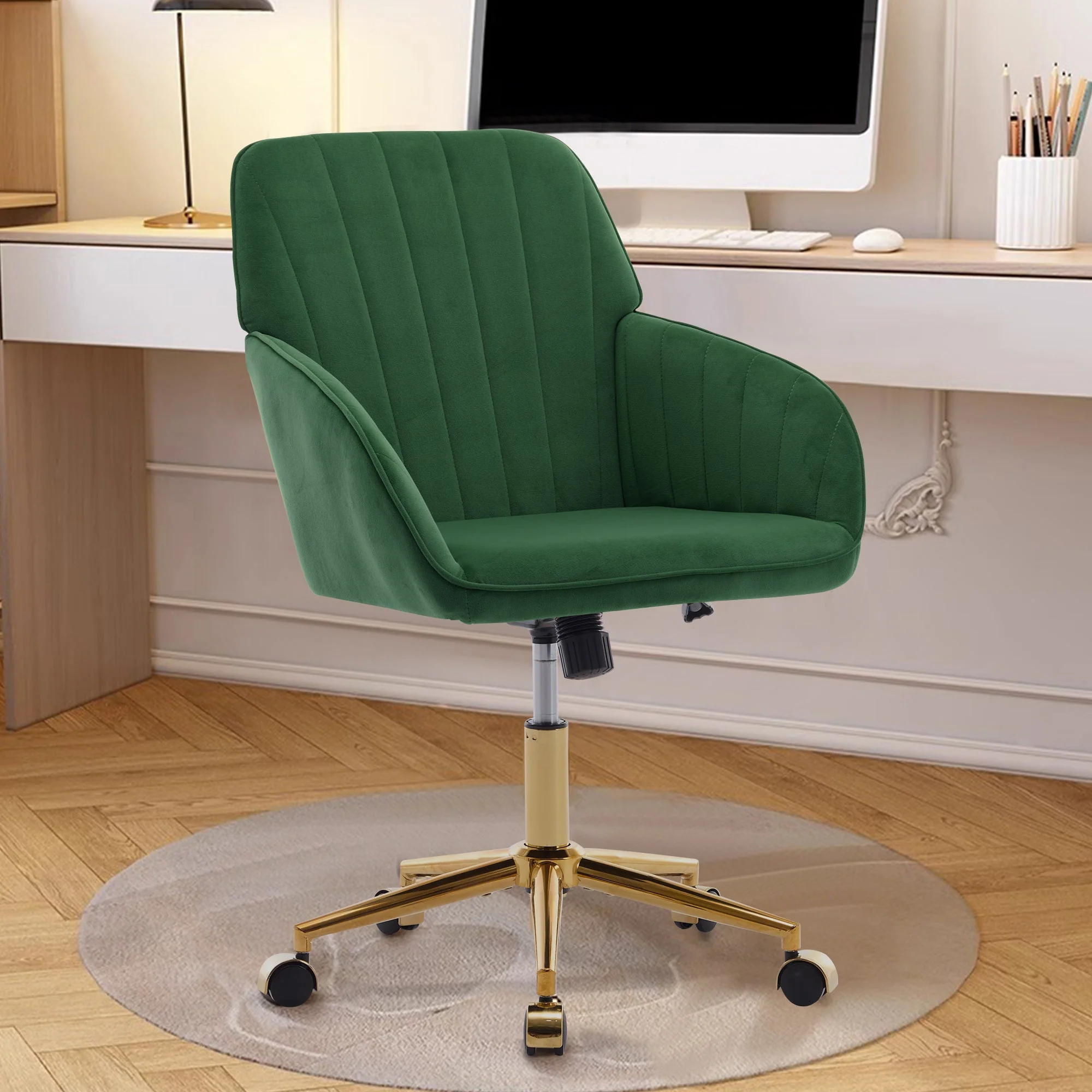 Adjustable Ergonomic Swivel Chair with Golden Base - Image 43