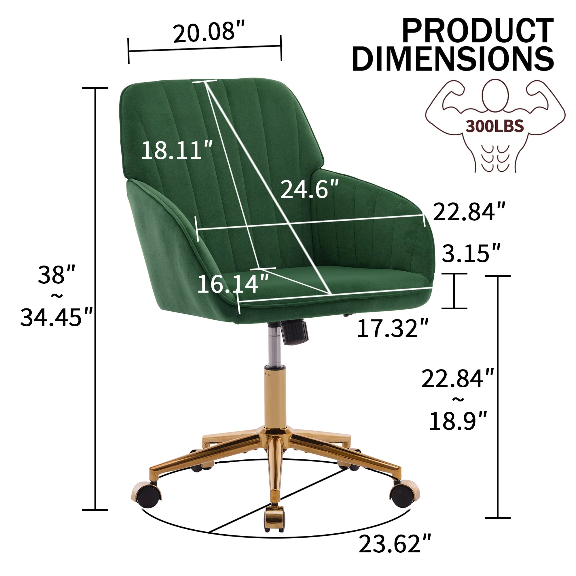Adjustable Ergonomic Swivel Chair with Golden Base - Image 44