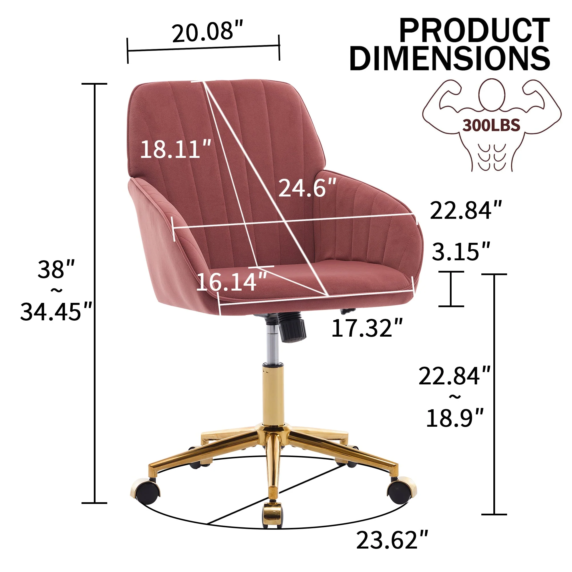 Adjustable Ergonomic Swivel Chair with Golden Base - Image 5