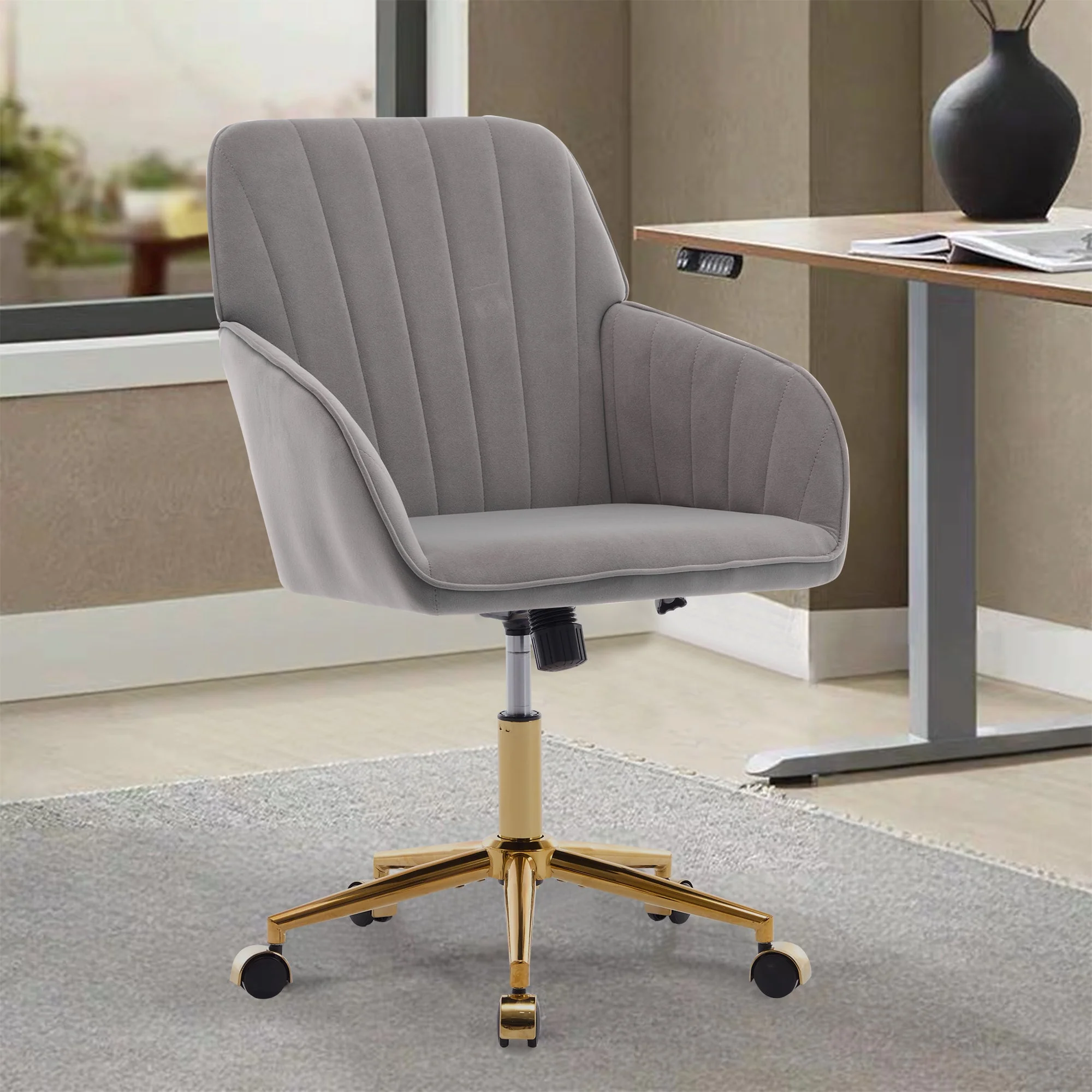 Adjustable Ergonomic Swivel Chair with Golden Base - Image 59