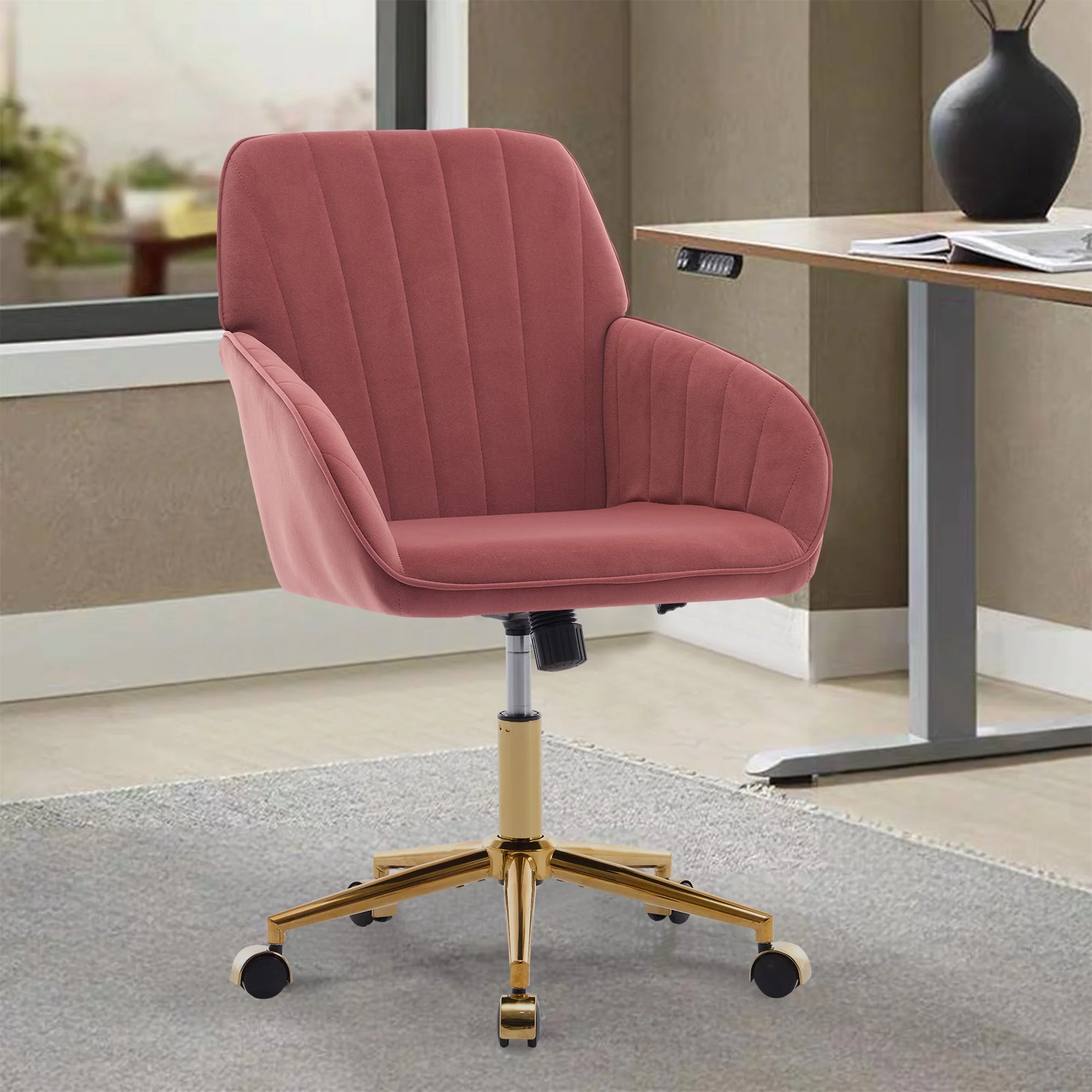 Adjustable Ergonomic Swivel Chair with Golden Base - Image 6