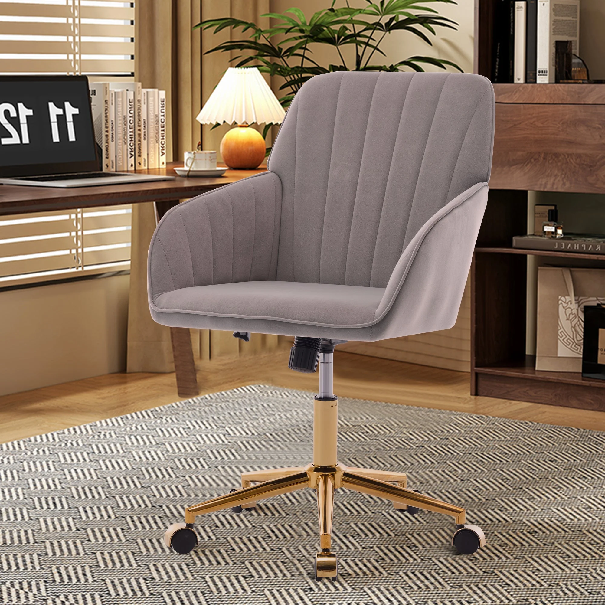 Adjustable Ergonomic Swivel Chair with Golden Base - Image 61
