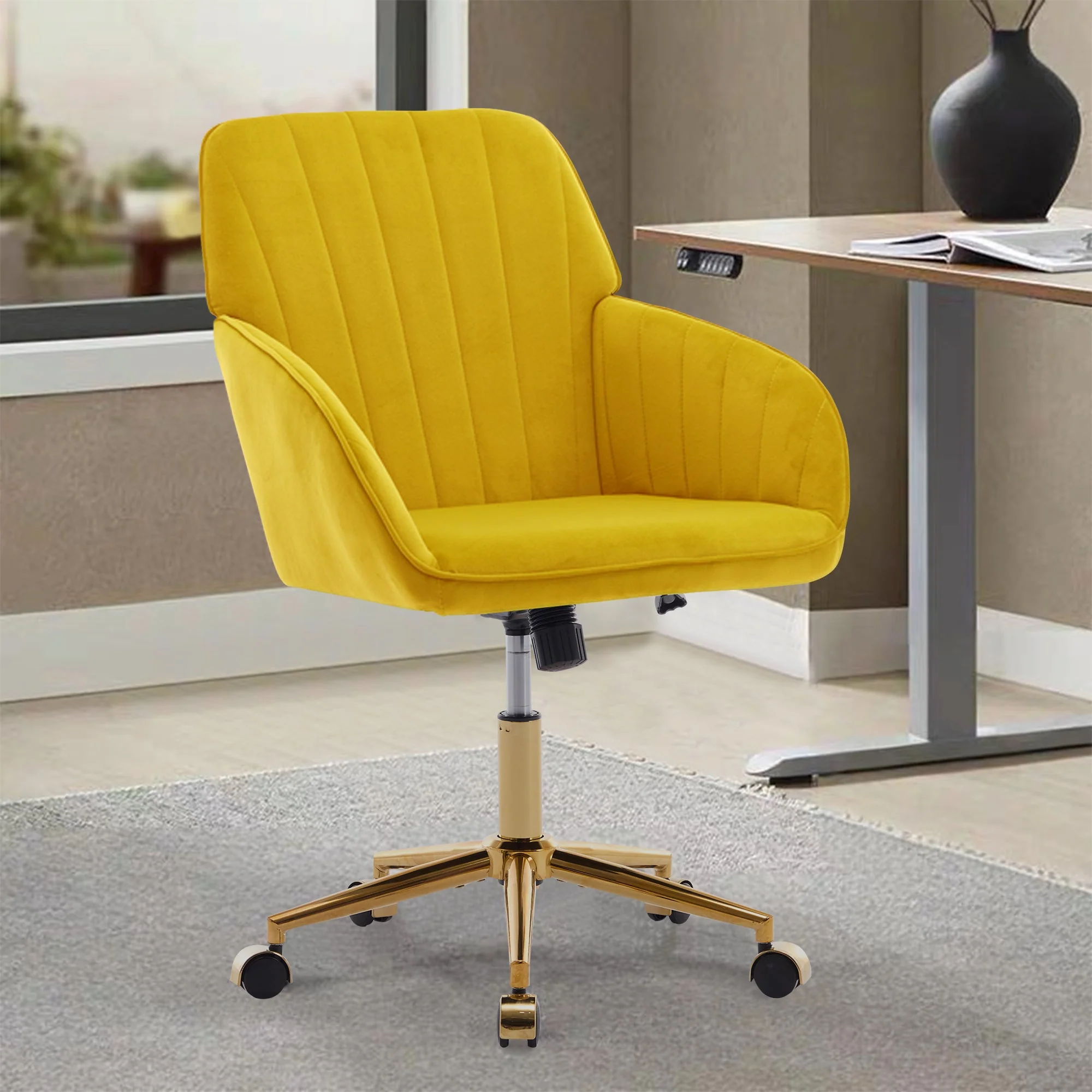 Adjustable Ergonomic Swivel Chair with Golden Base - Image 66