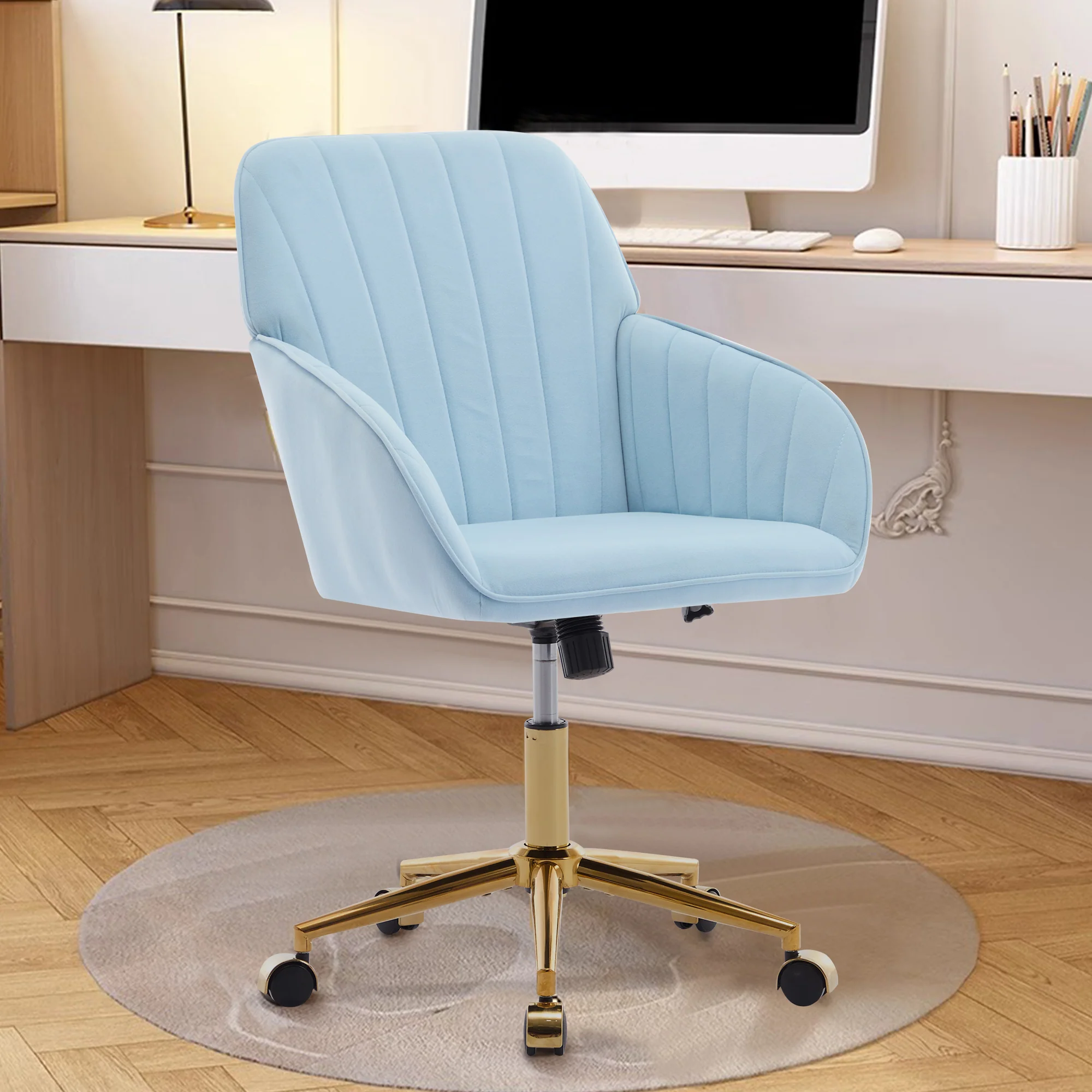 Adjustable Ergonomic Swivel Chair with Golden Base - Image 9