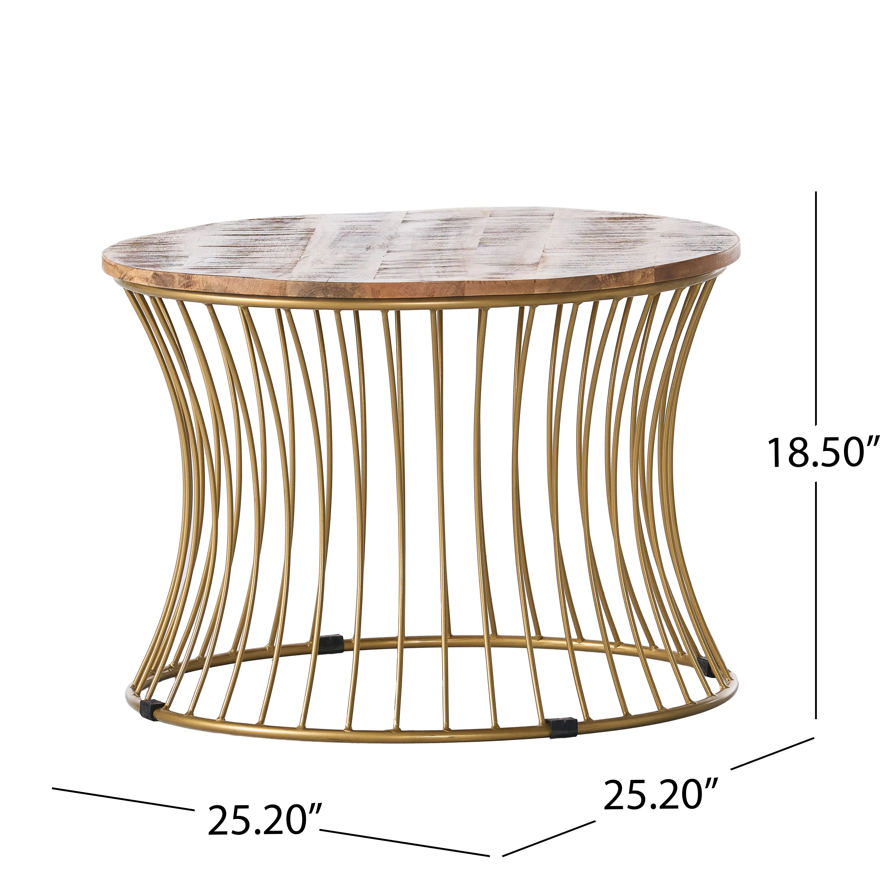 Ameliarae Handcrafted Boho Mango Wood and Iron Coffee Table - Image 4