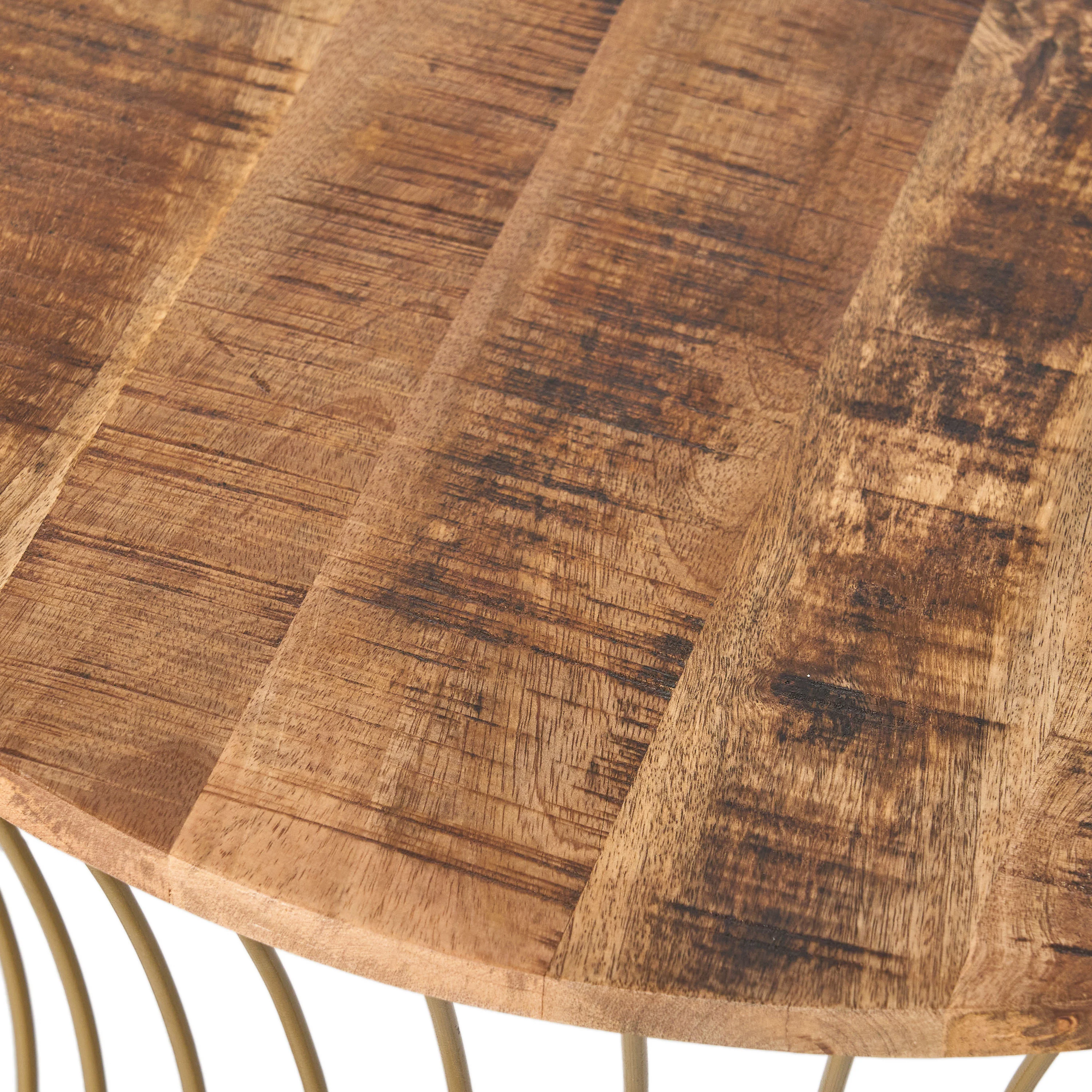Ameliarae Handcrafted Boho Mango Wood and Iron Coffee Table - Image 9