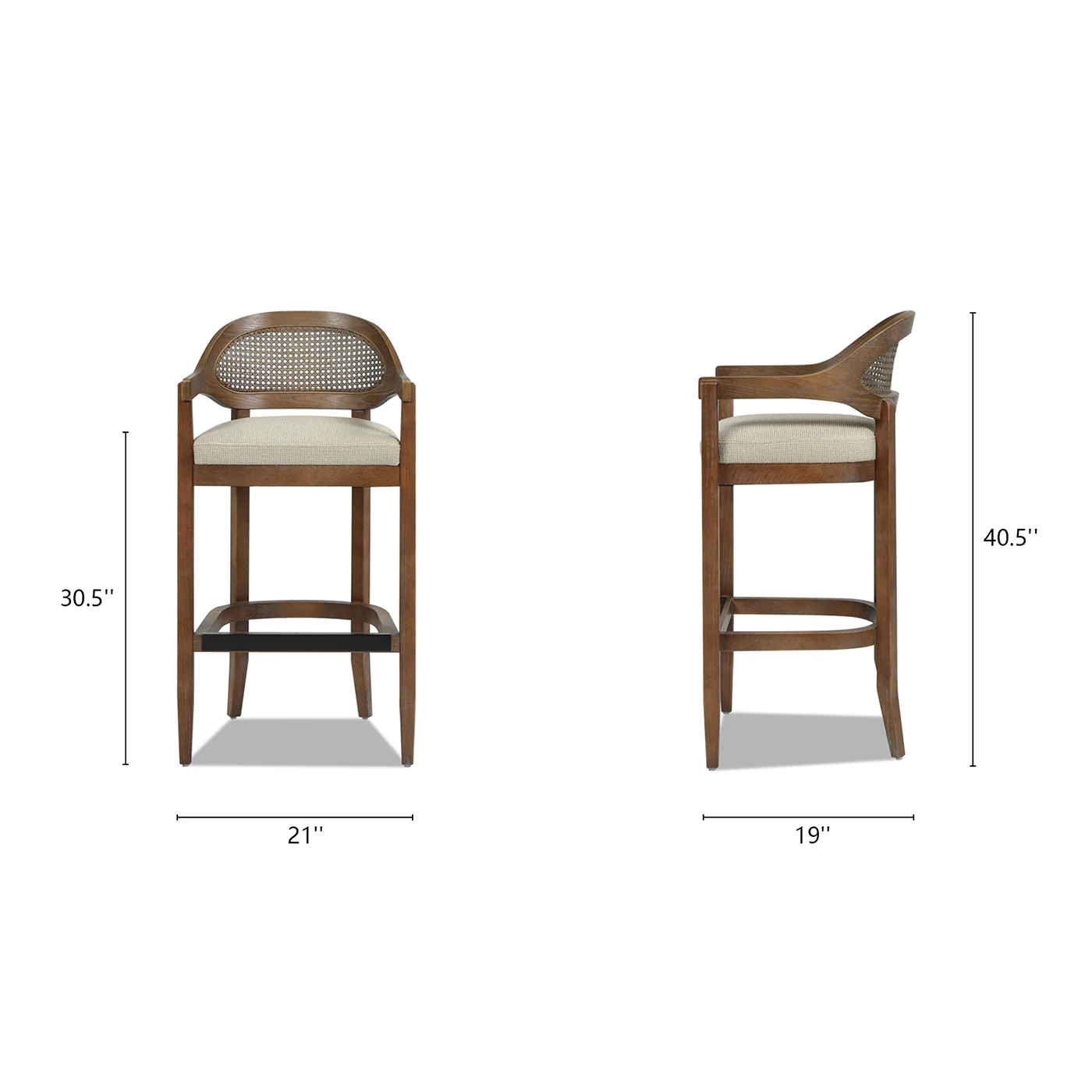 Americana Mid-Century Modern Cane Back Bar Stool - Image 10