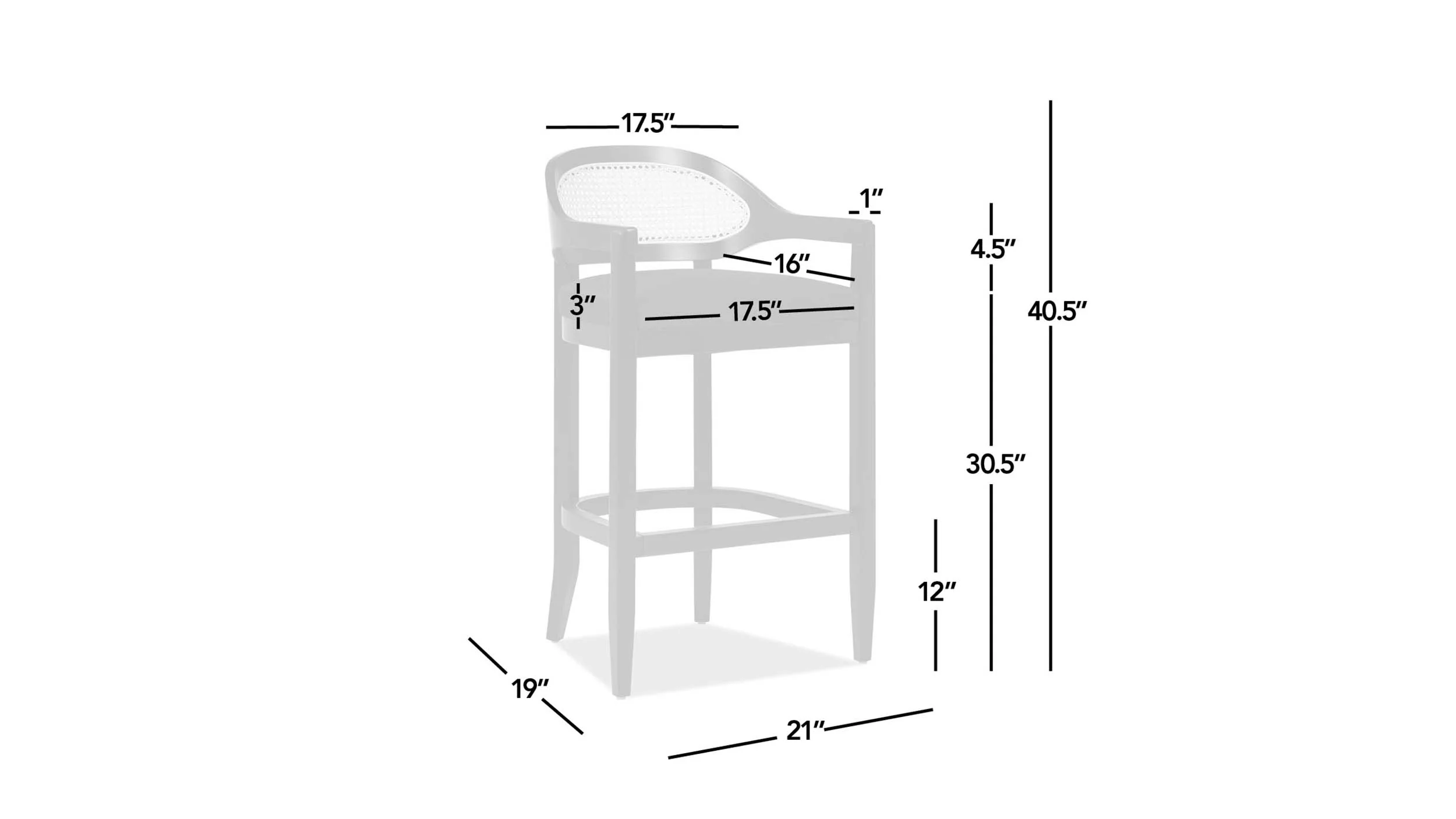 Americana Mid-Century Modern Cane Back Bar Stool - Image 12