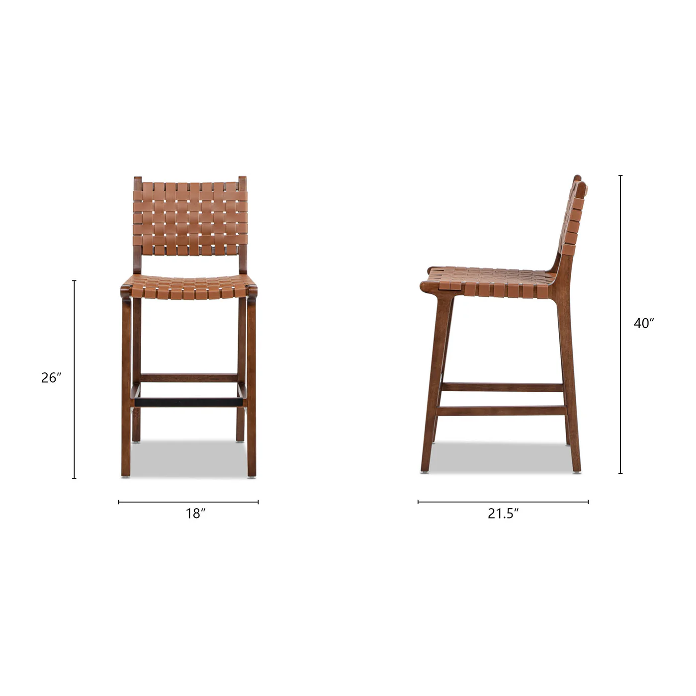 Andre  Woven Leather Counter Stool - Image 13