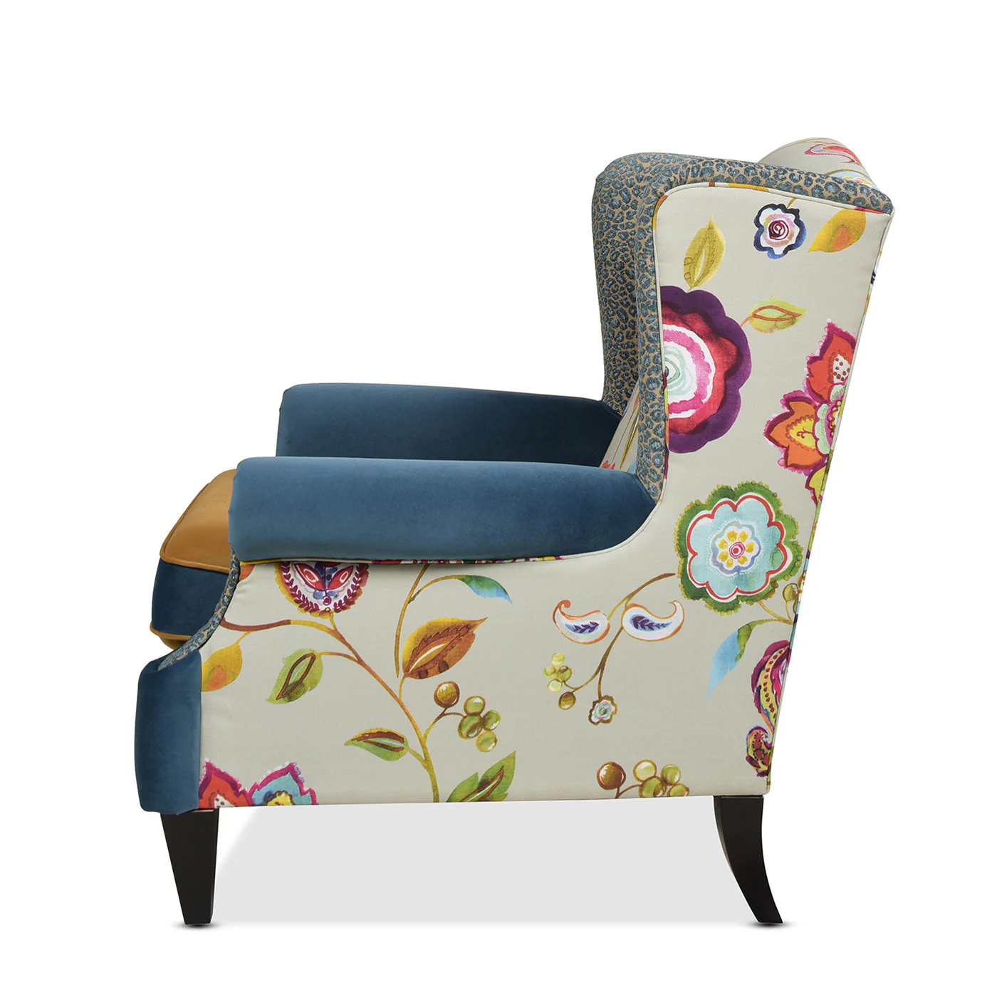 Anya Teal & Gold Boho Chic Wingback Accent Arm Chair - Image 4
