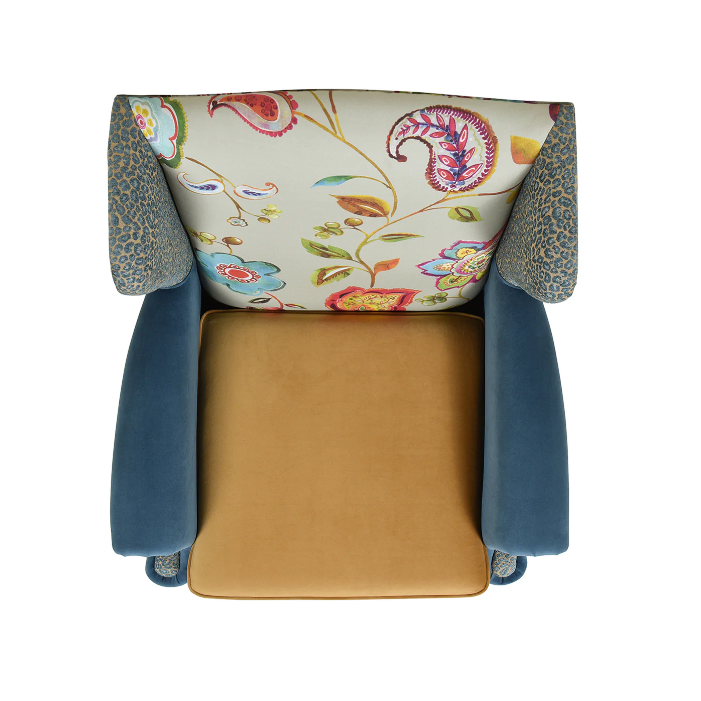 Anya Teal & Gold Boho Chic Wingback Accent Arm Chair - Image 5