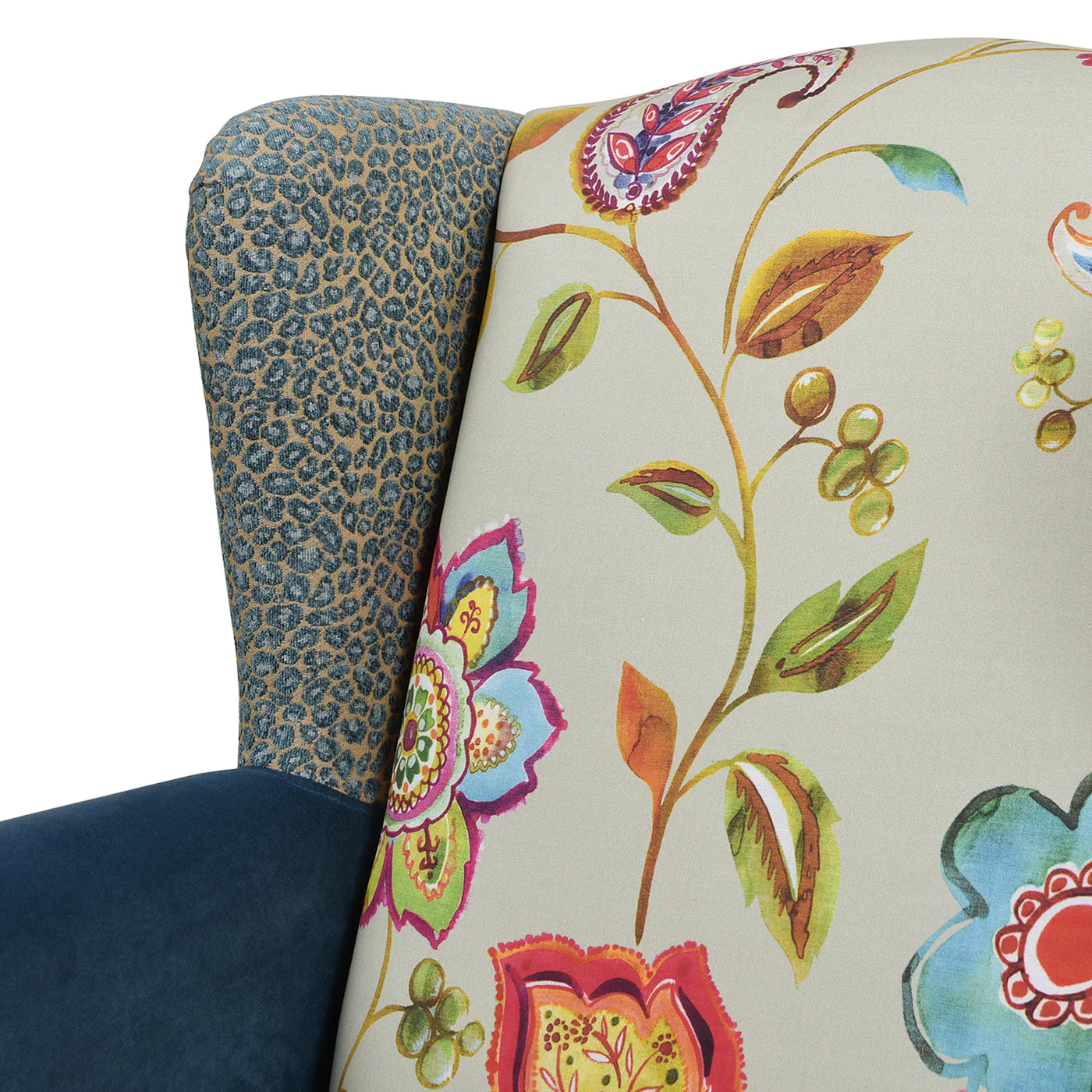Anya Teal & Gold Boho Chic Wingback Accent Arm Chair - Image 6