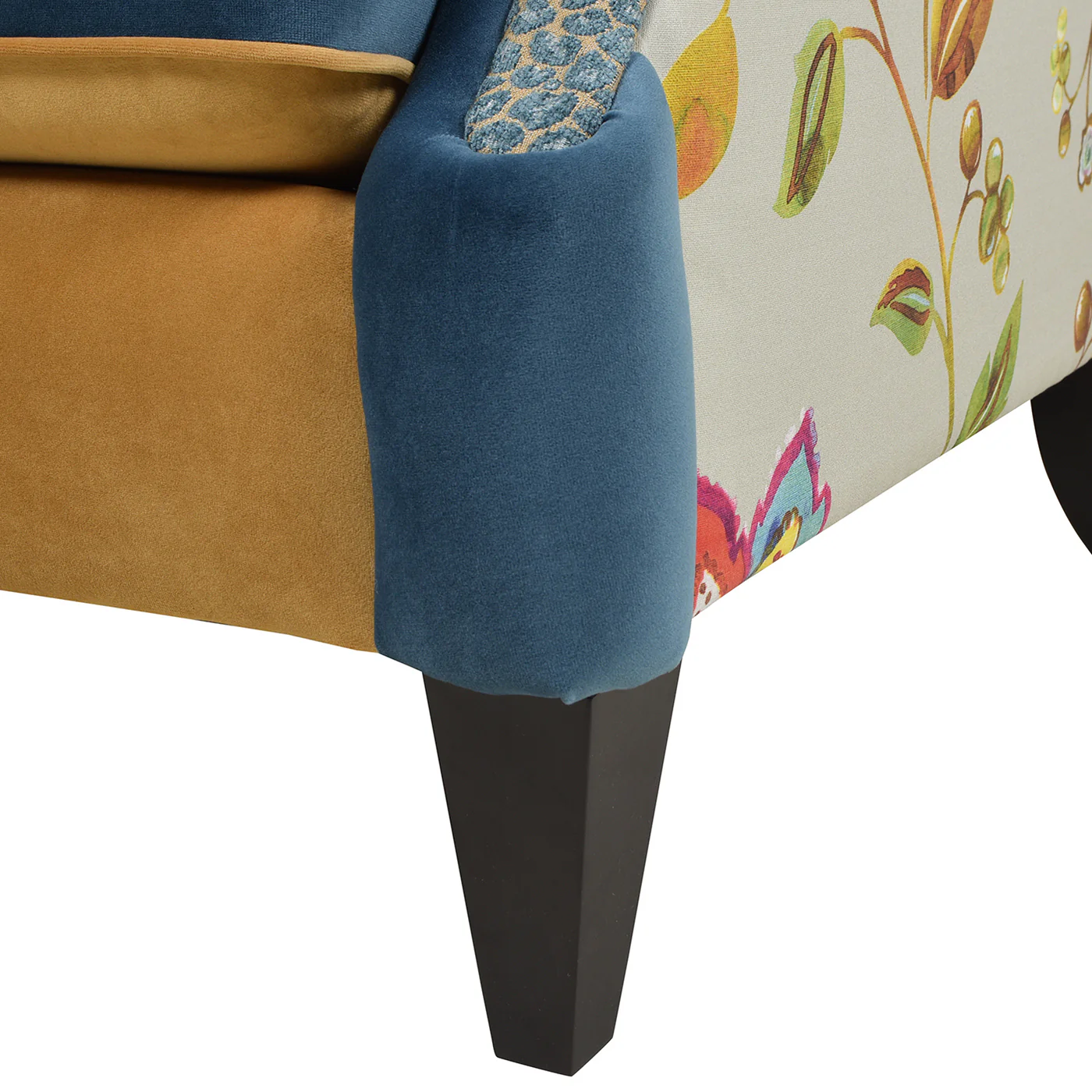 Anya Teal & Gold Boho Chic Wingback Accent Arm Chair - Image 7