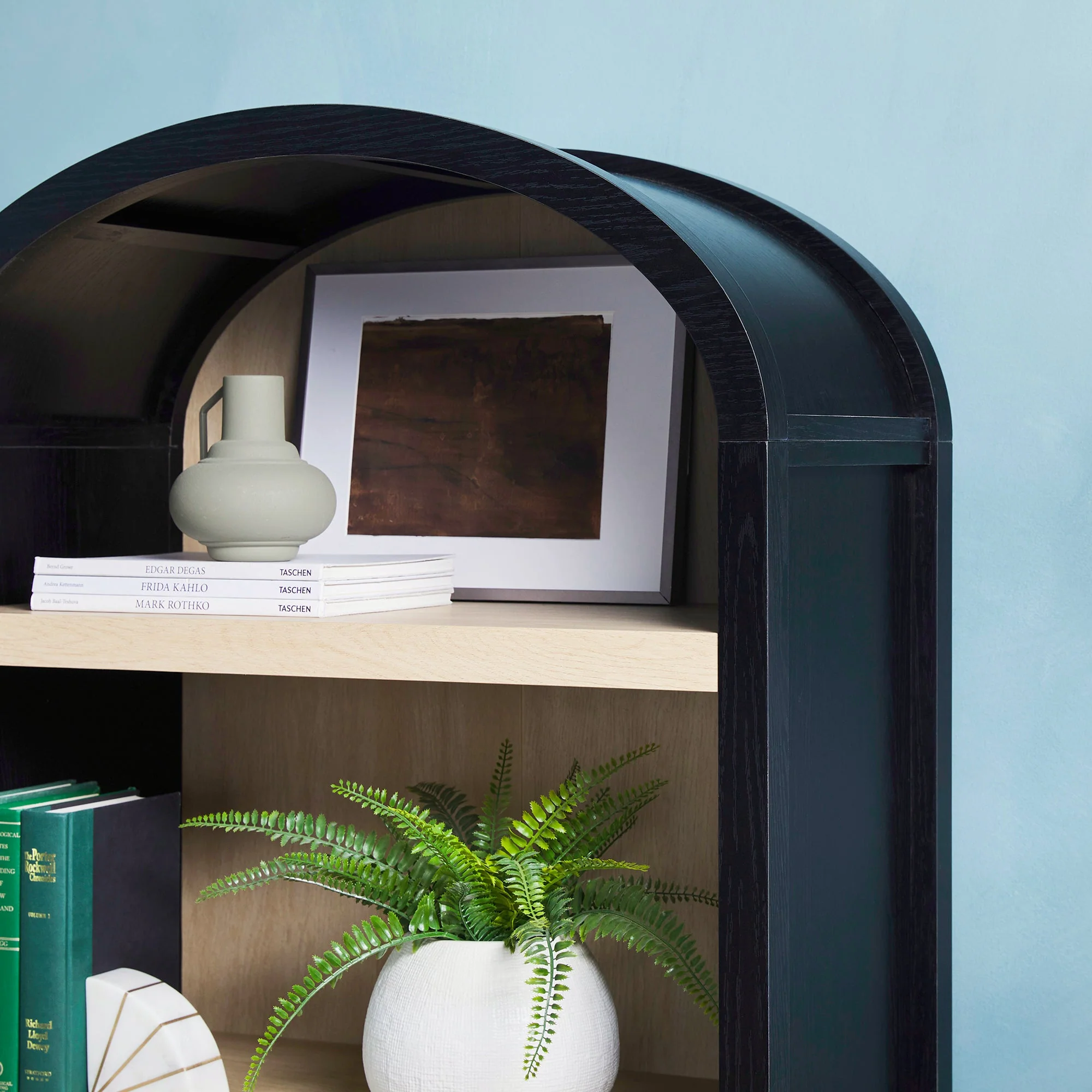Arched Bookcase with 3 Spacious Shelves and Lower Doors - Image 8