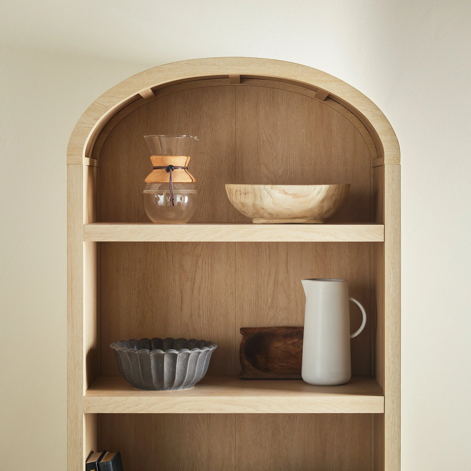 Arched Bookcase with 3 Spacious Shelves and Lower Doors - Image 6