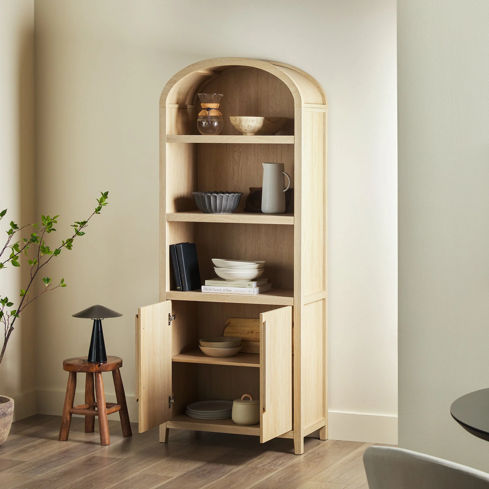 Arched Bookcase with 3 Spacious Shelves and Lower Doors - Image 8