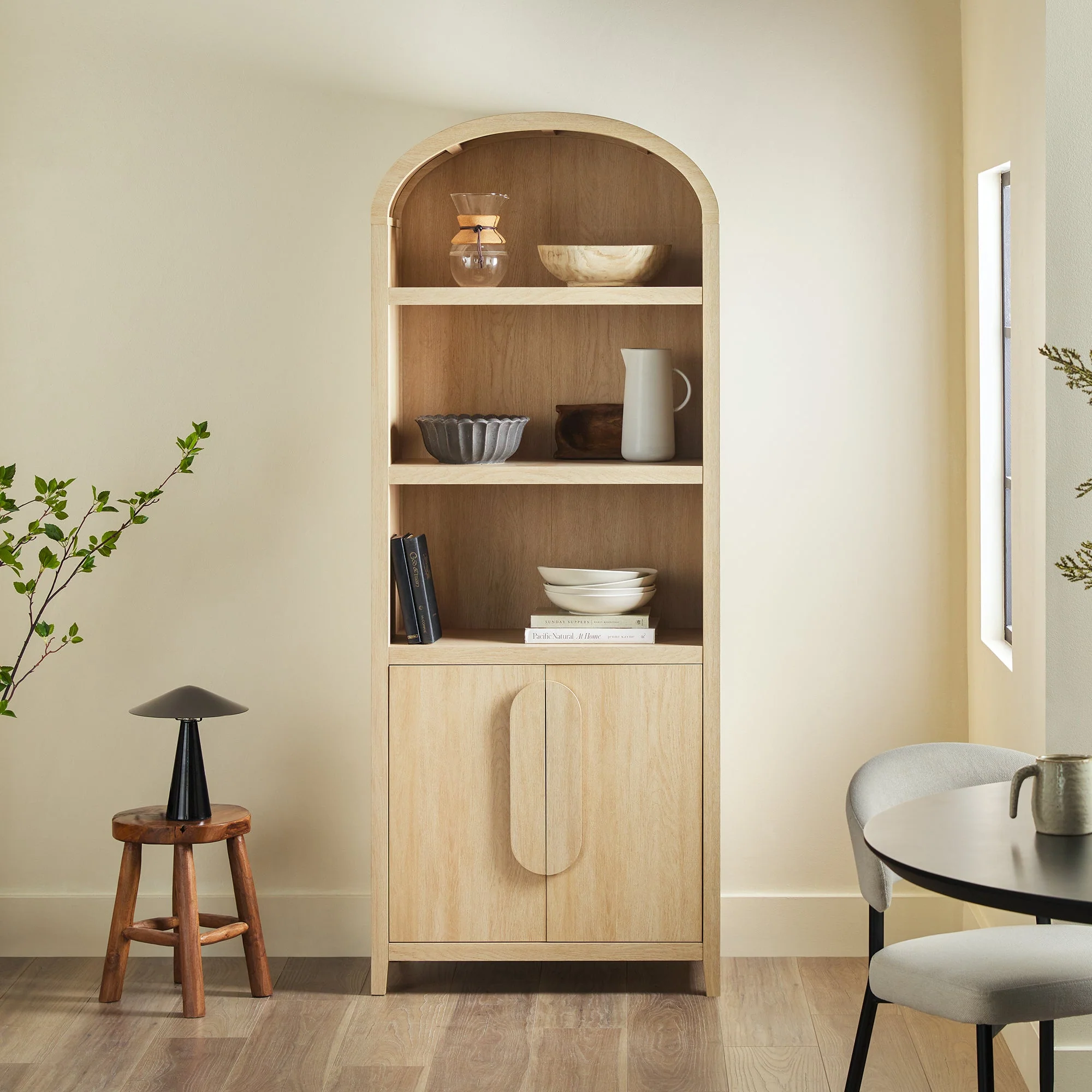 Arched Bookcase with 3 Spacious Shelves and Lower Doors - Image 9