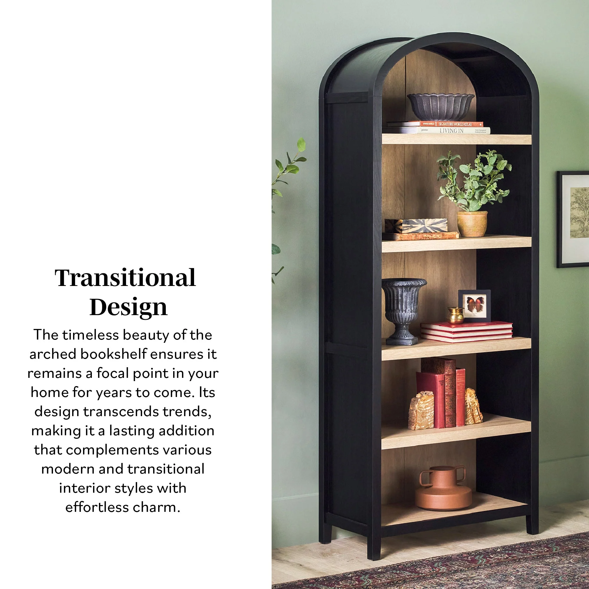 Arched Bookcase with 5 Spacious Shelves - Image 10