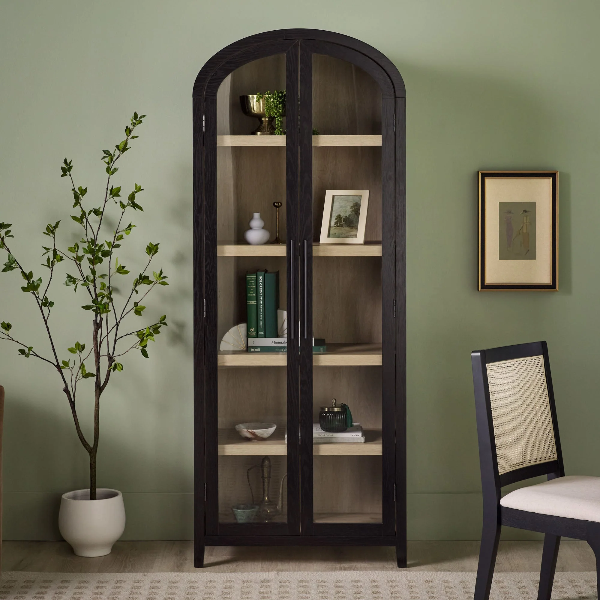Arched Tall Bookcase with Glass Doors and 5 Shelves - Image 3