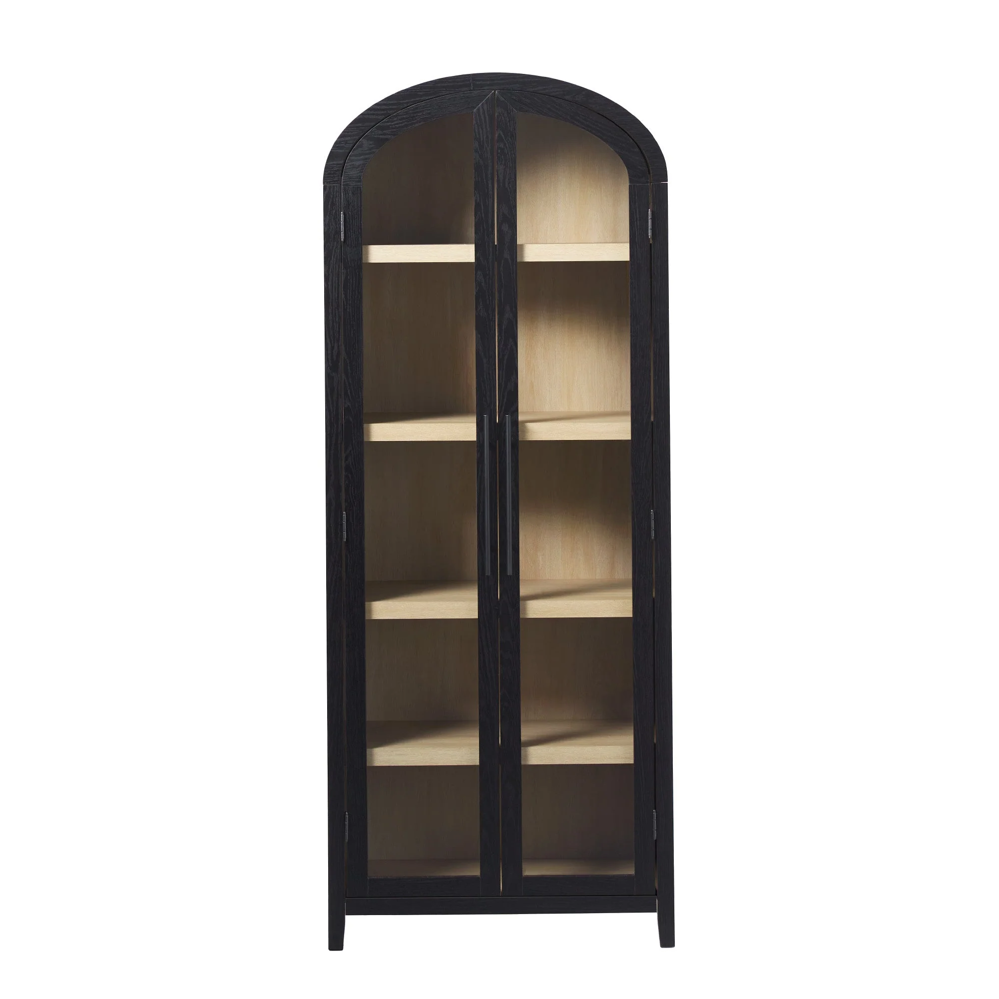 Arched Tall Bookcase with Glass Doors and 5 Shelves - Image 4