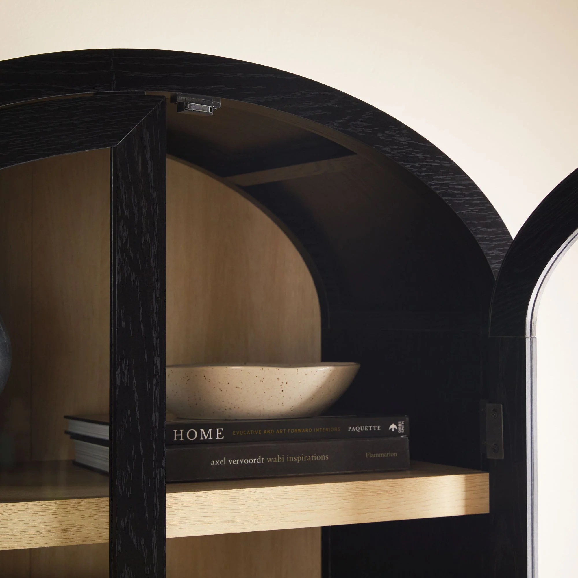 Arched Tall Bookcase with Glass Doors and 5 Shelves - Image 8