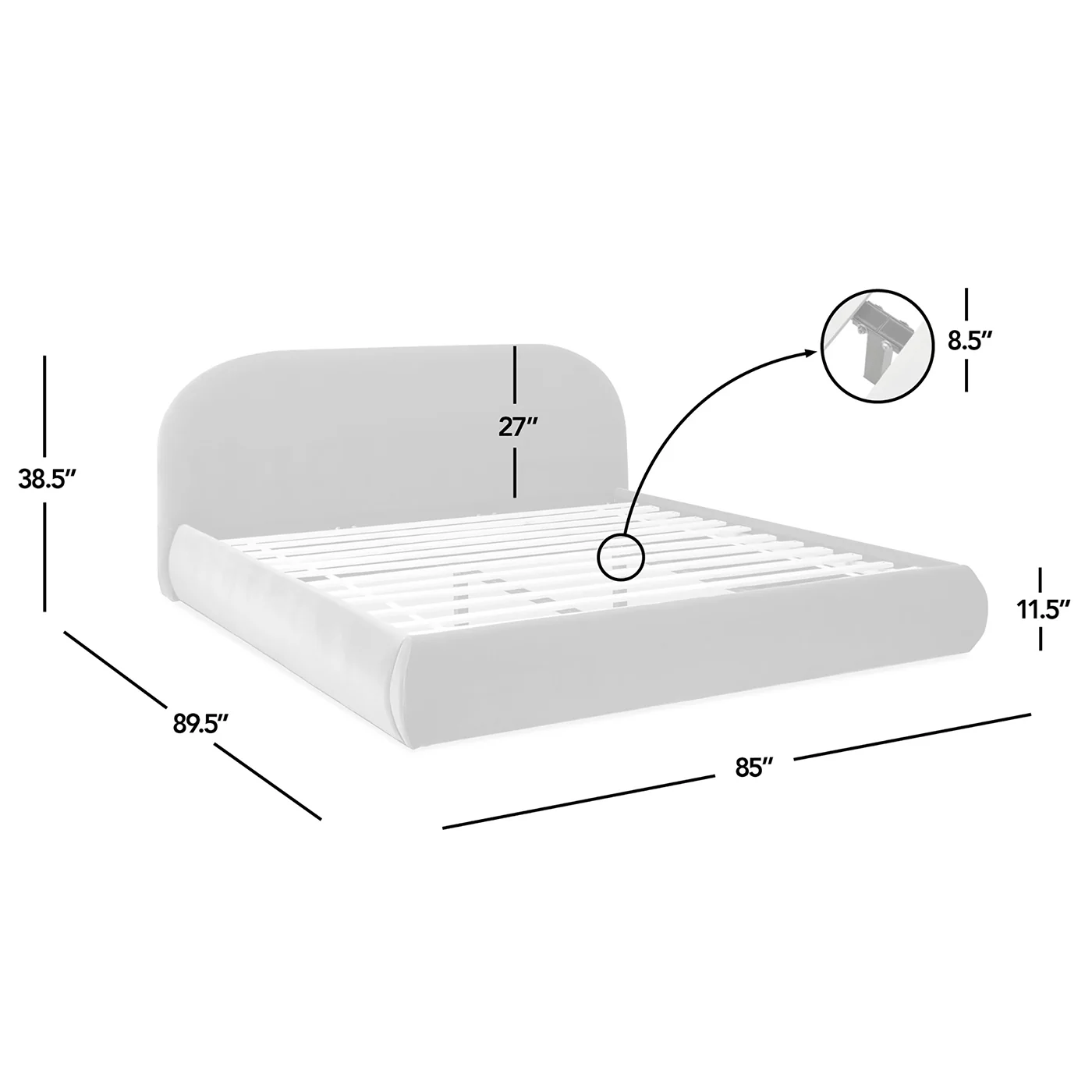 Archie Upholstered Platform Bed - Image 15