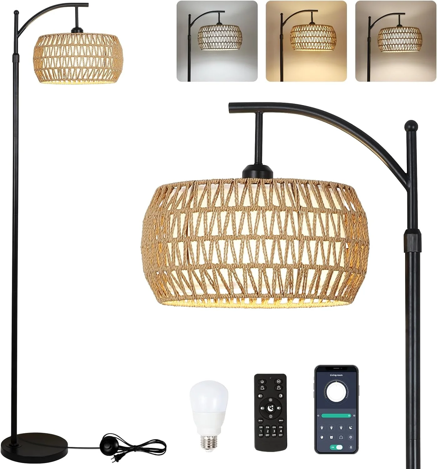 Ataraxis Floor Lamp with 3 Color Temperatures and Double Drum Shade - Image 10