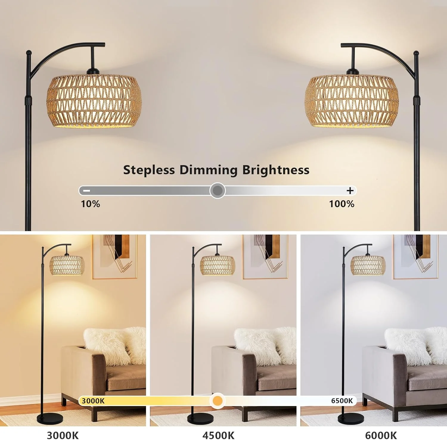 Ataraxis Floor Lamp with 3 Color Temperatures and Double Drum Shade - Image 15