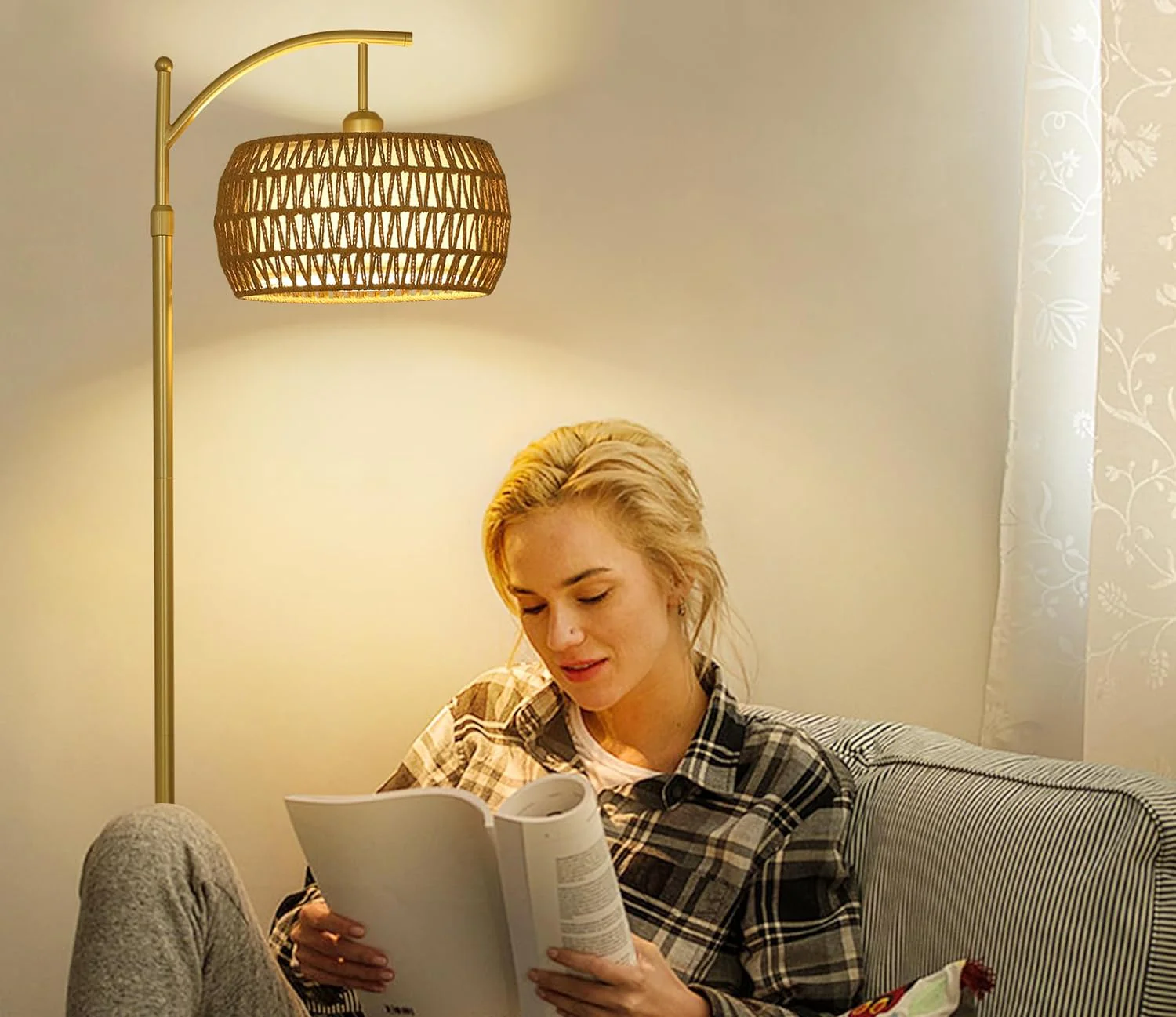 Ataraxis Floor Lamp with 3 Color Temperatures and Double Drum Shade - Image 3
