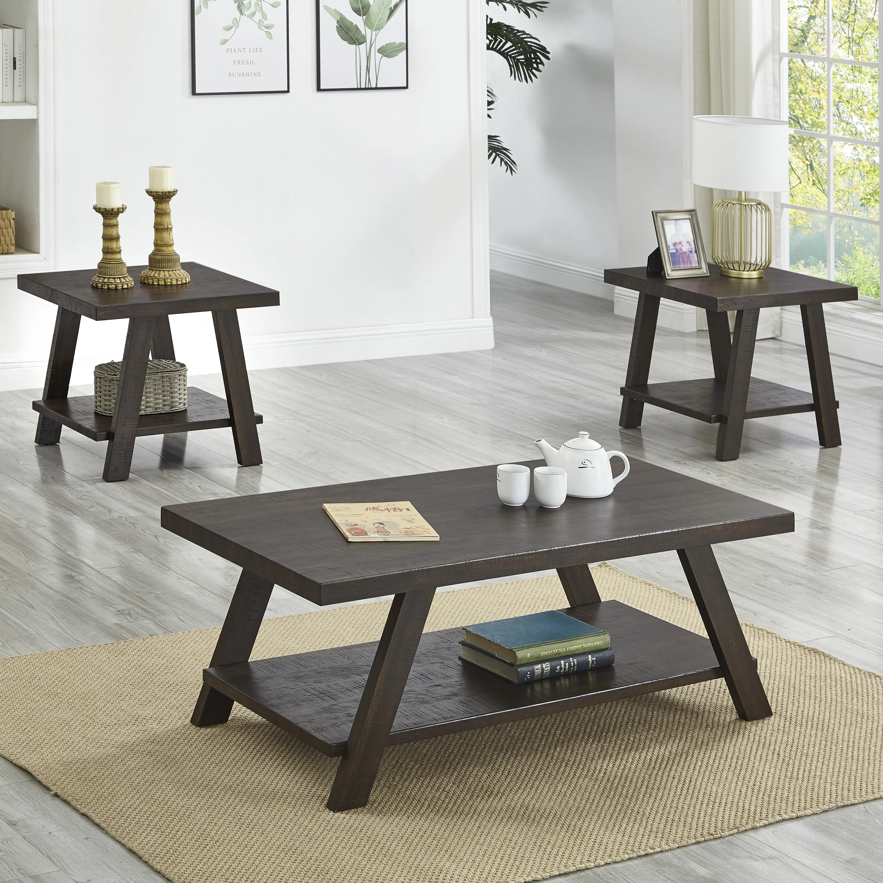 Athens Contemporary 3-Piece Table Set