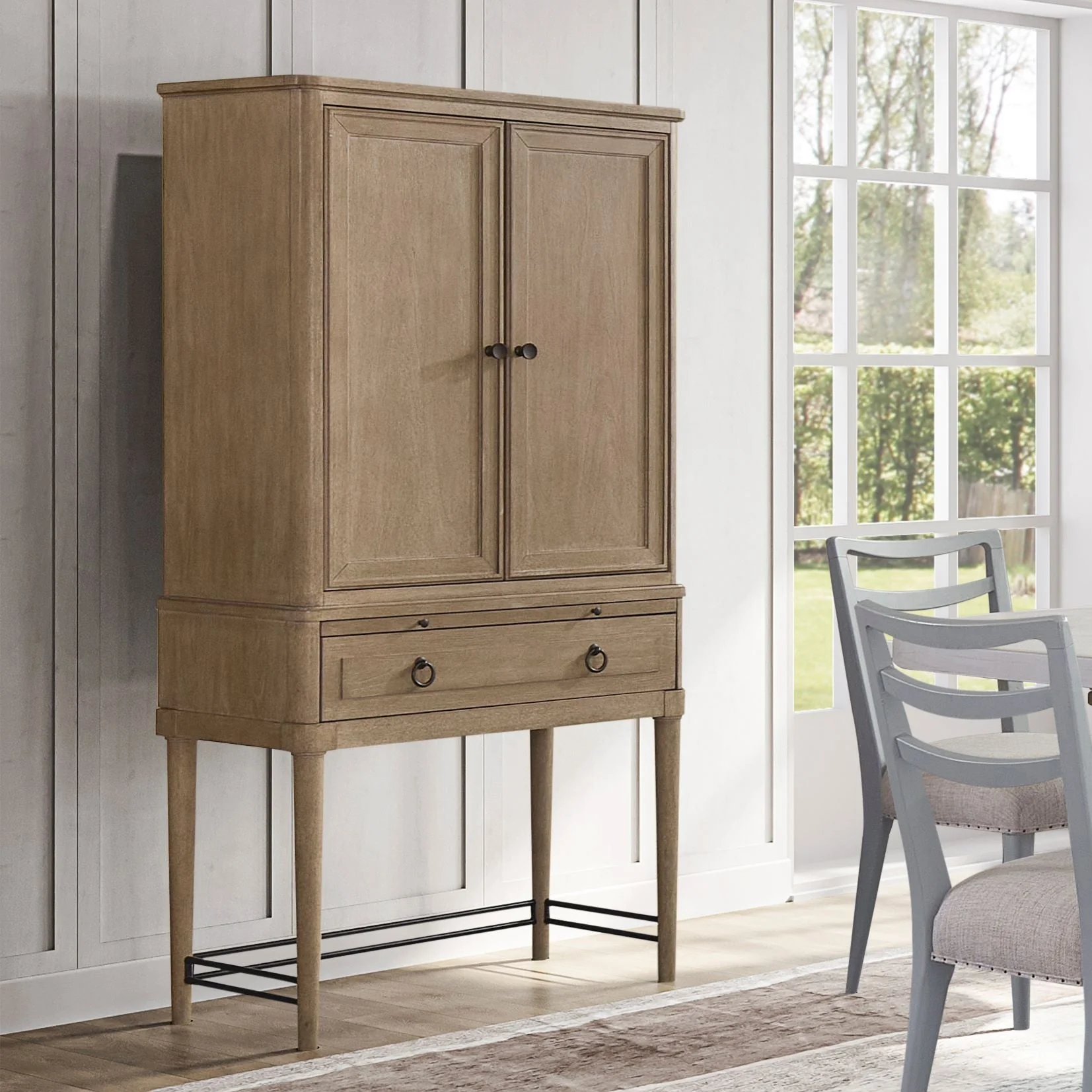 Bar Cabinet in Sand Colored Finish - Image 2