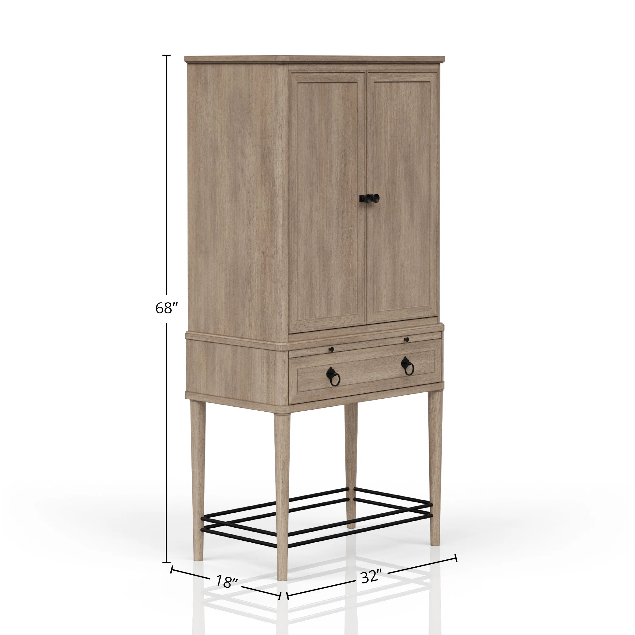 Bar Cabinet in Sand Colored Finish - Image 6