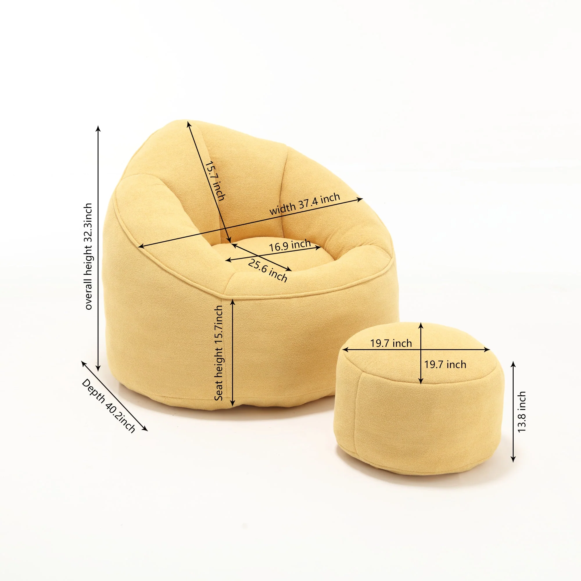 Bean Bag Sofa Chair with High-Pressure Foam and Footrest - Image 105