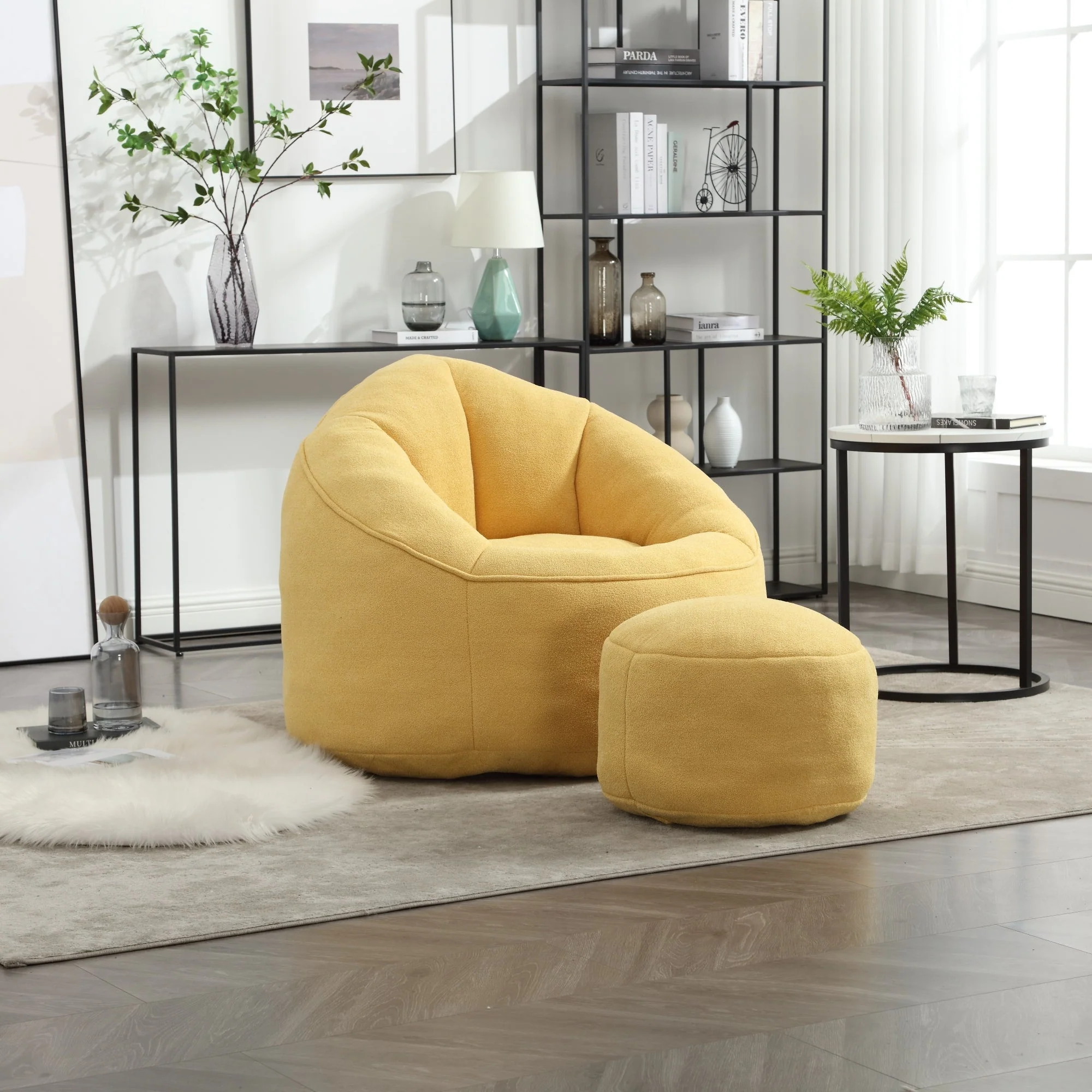 Bean Bag Sofa Chair with High-Pressure Foam and Footrest - Image 106