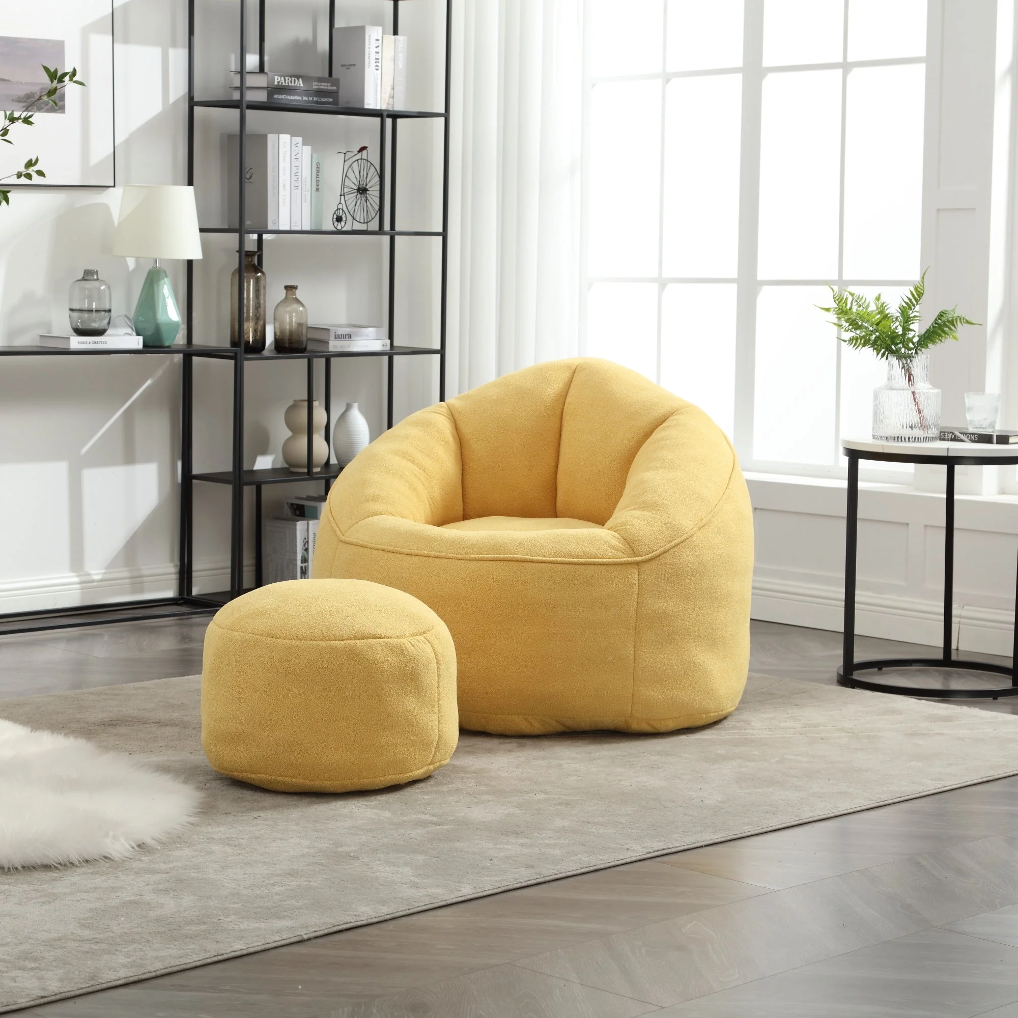 Bean Bag Sofa Chair with High-Pressure Foam and Footrest - Image 108