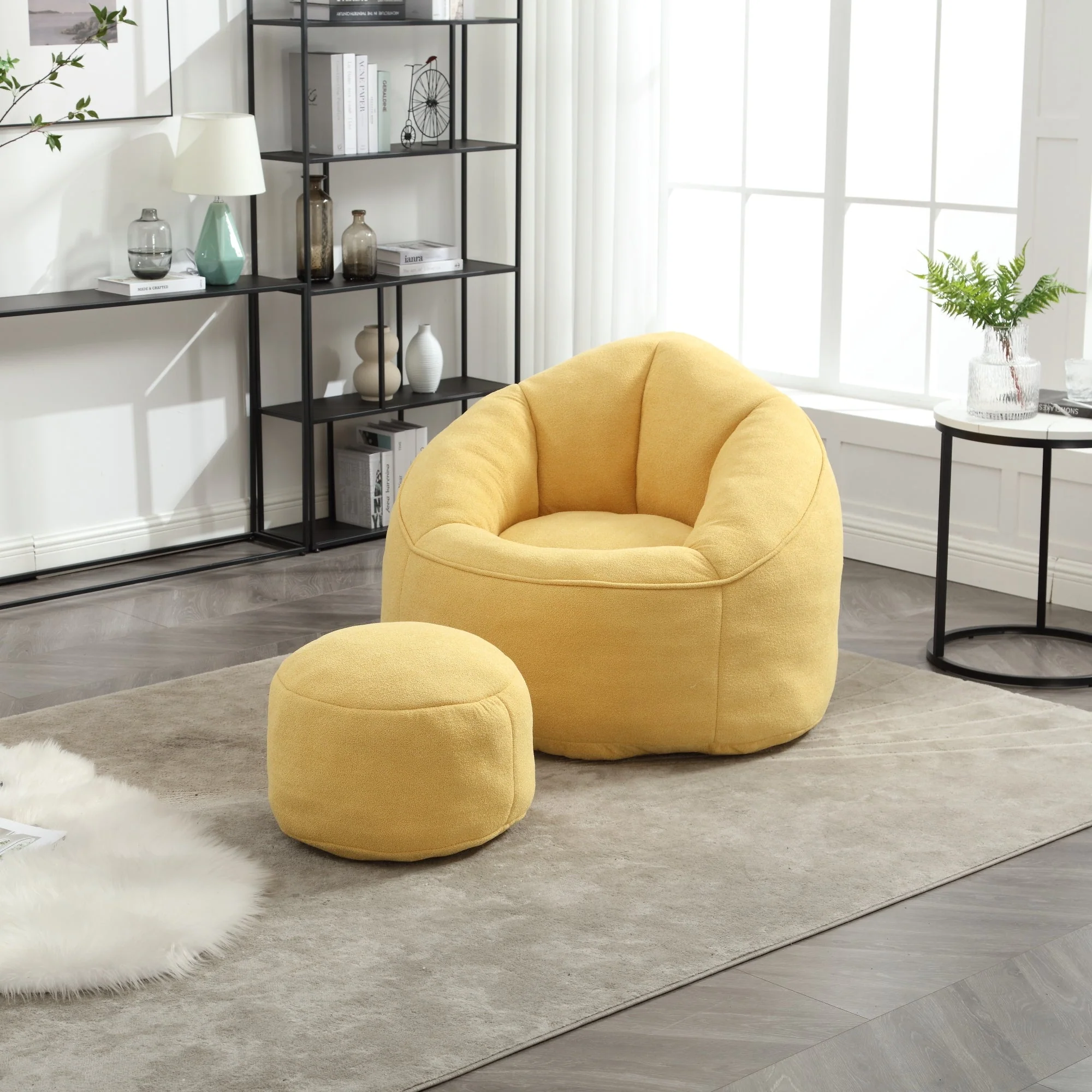 Bean Bag Sofa Chair with High-Pressure Foam and Footrest - Image 109