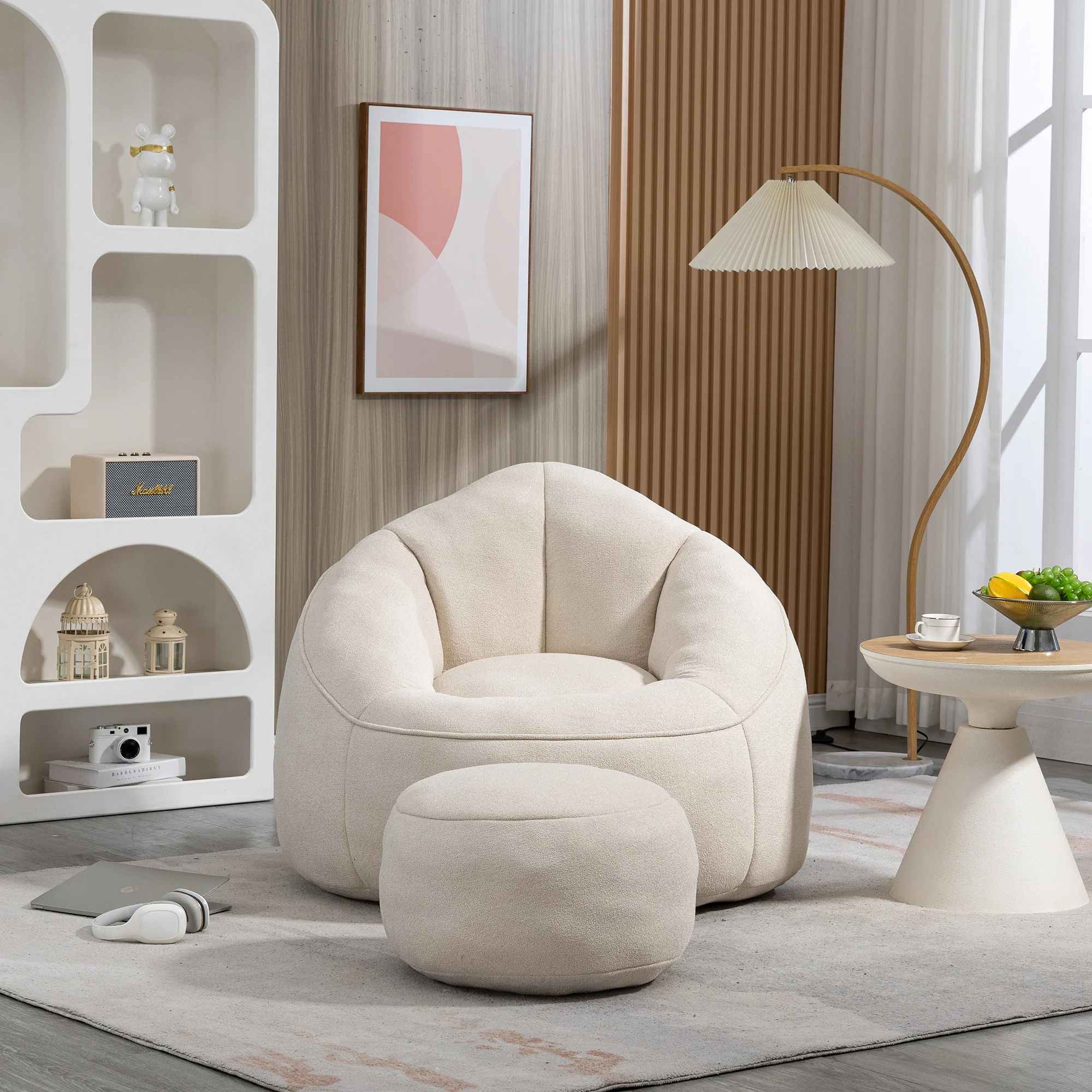 Bean Bag Sofa Chair with High-Pressure Foam and Footrest - Image 11