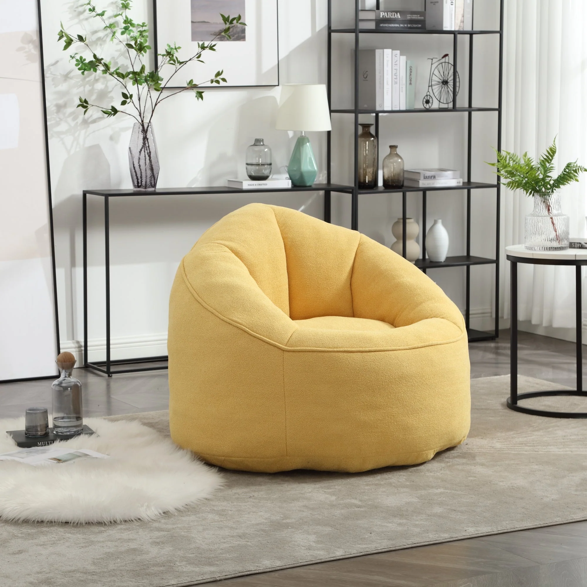 Bean Bag Sofa Chair with High-Pressure Foam and Footrest - Image 114