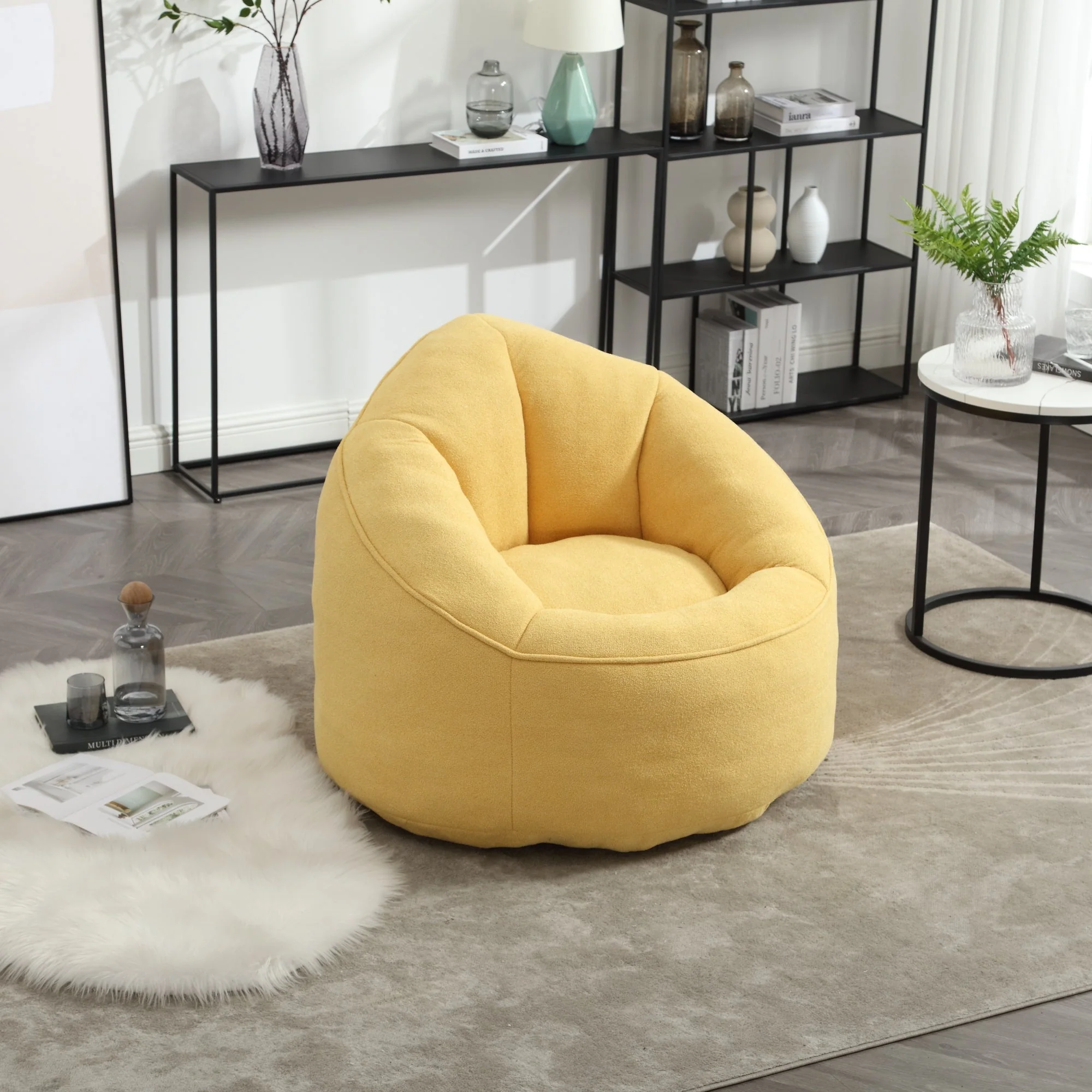 Bean Bag Sofa Chair with High-Pressure Foam and Footrest - Image 116