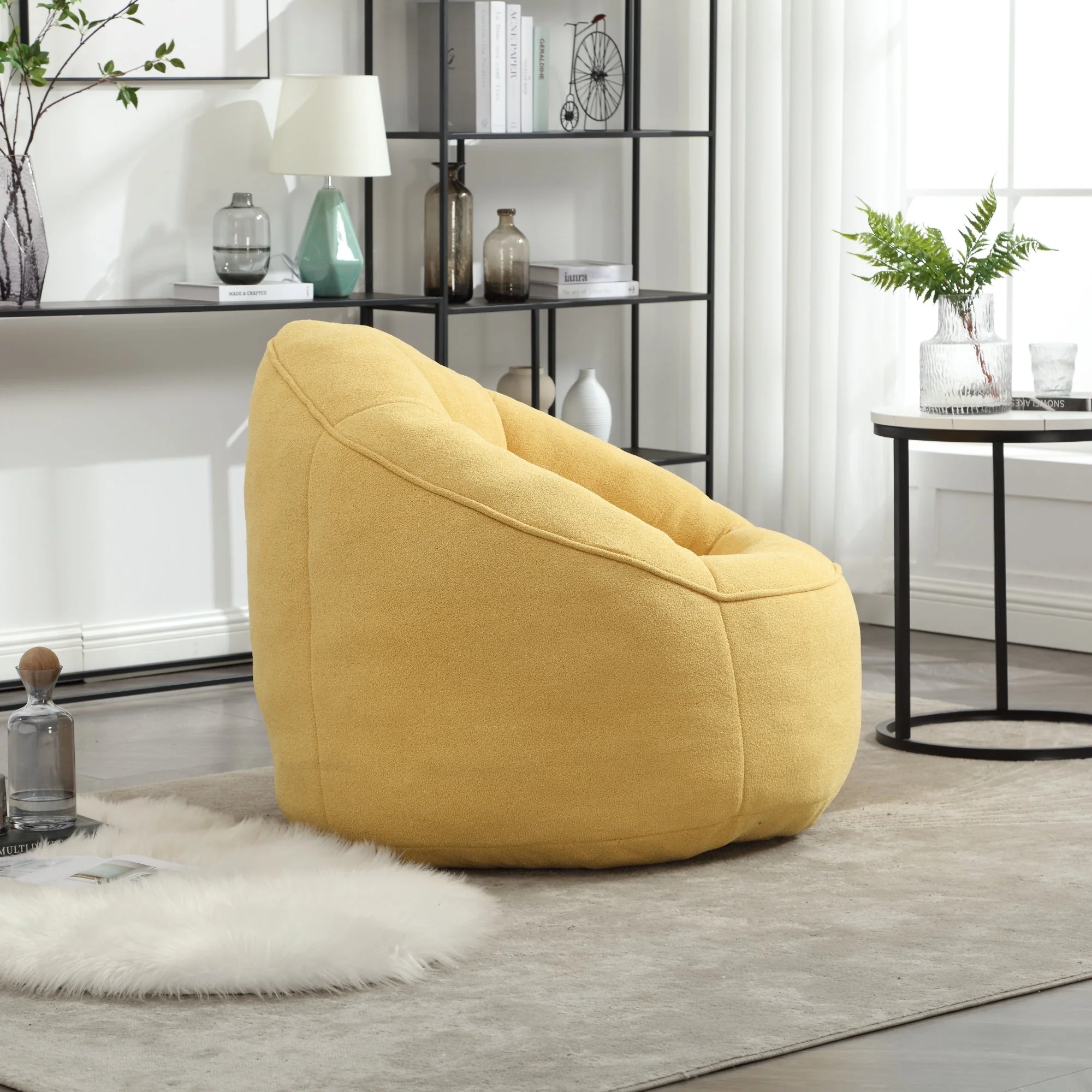Bean Bag Sofa Chair with High-Pressure Foam and Footrest - Image 117