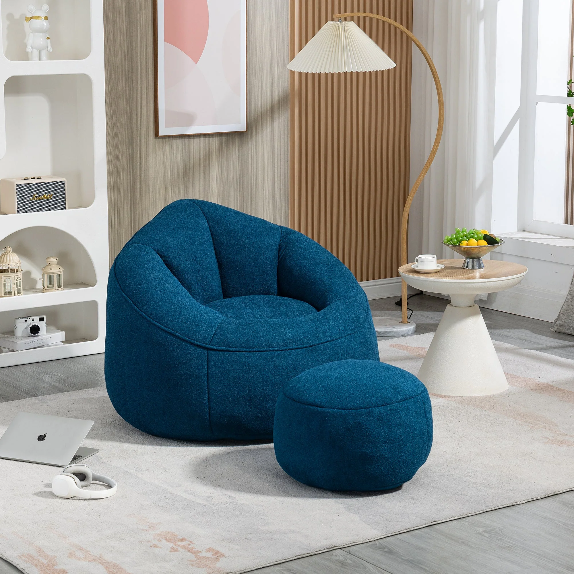 Bean Bag Sofa Chair with High-Pressure Foam and Footrest - Image 131